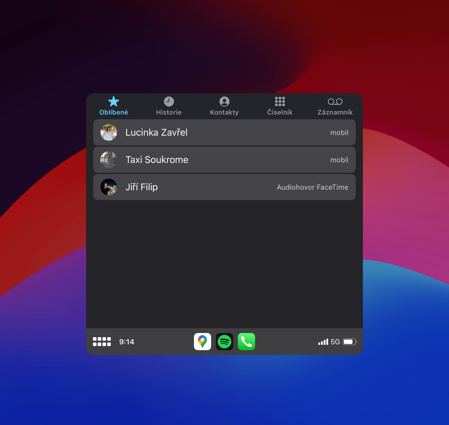 carplay contacts interface