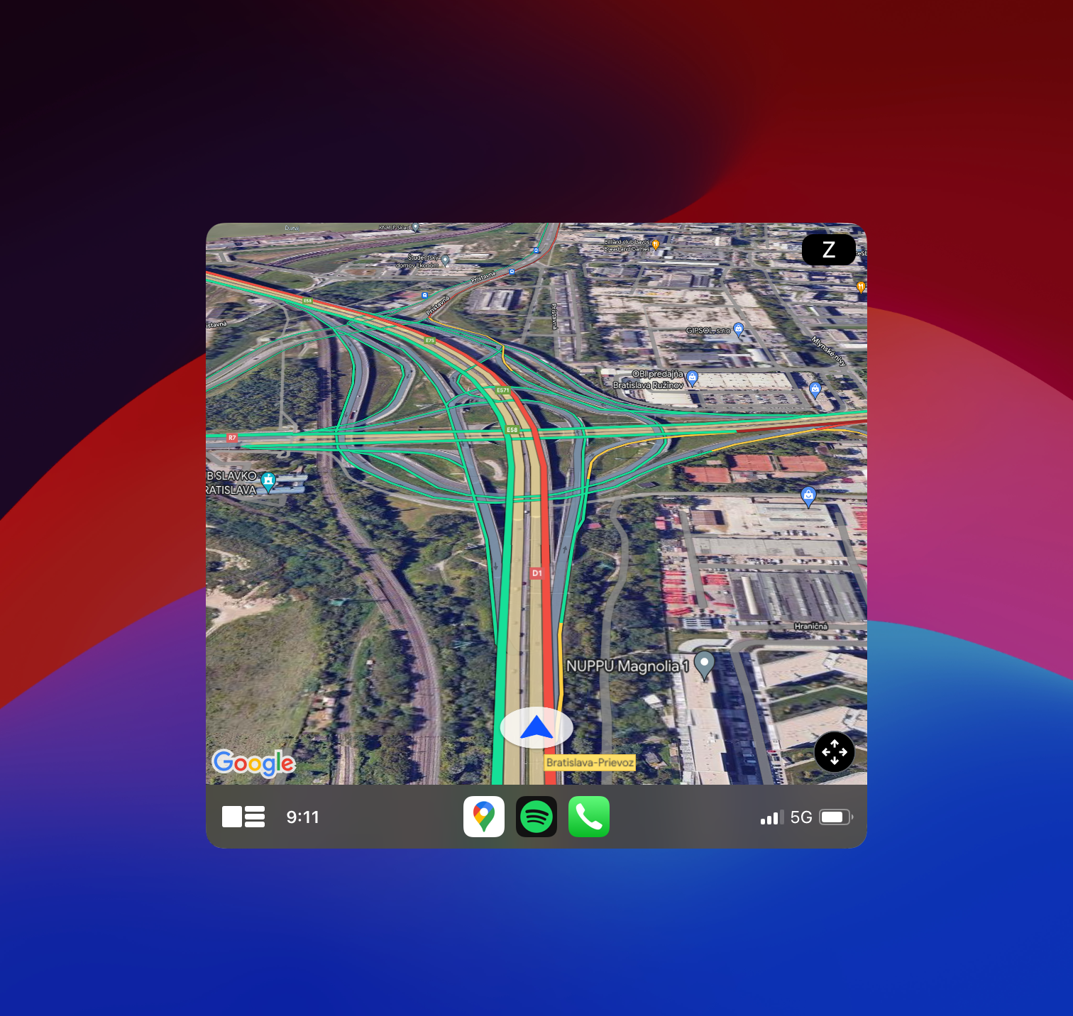 carplay google maps view