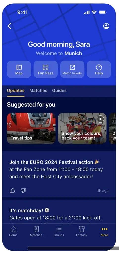 euro 2024 app home screen