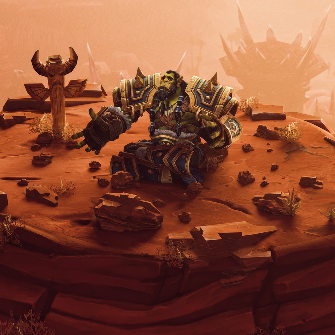 fantasy character on rocky cliff