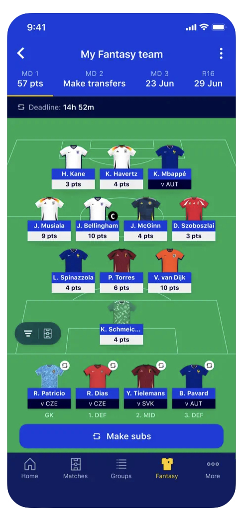 fantasy football team setup