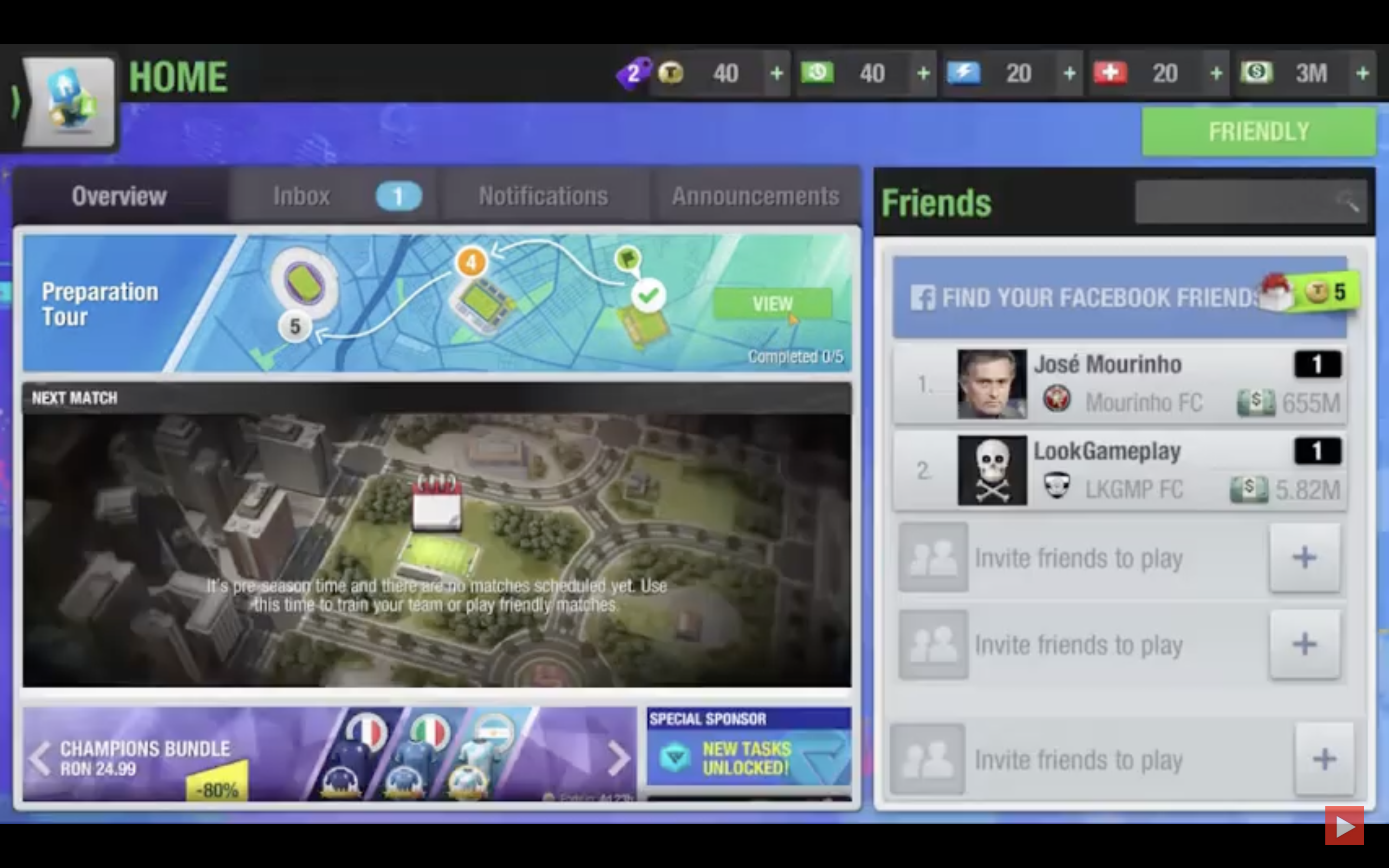 football game home screen