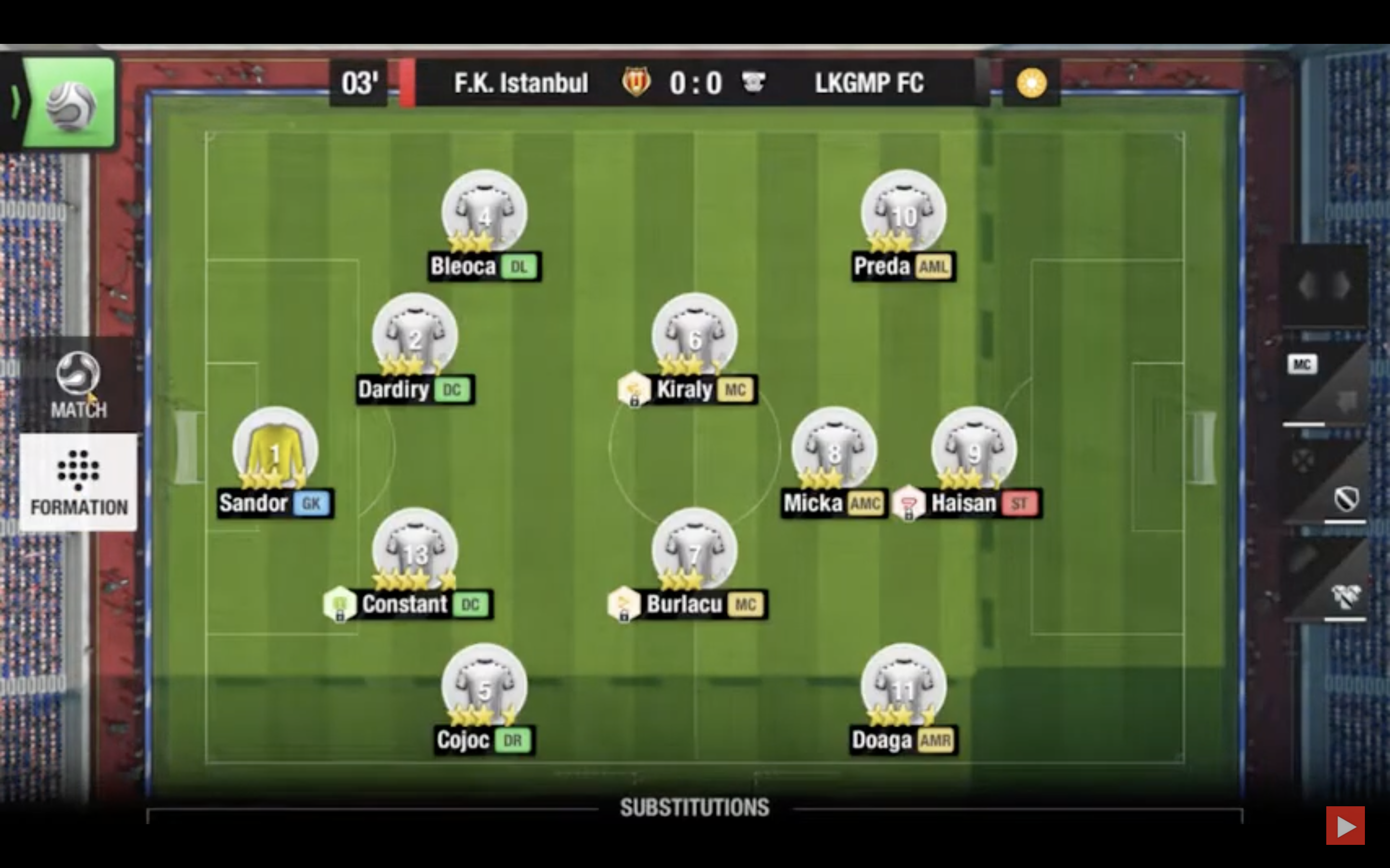 football game match formation