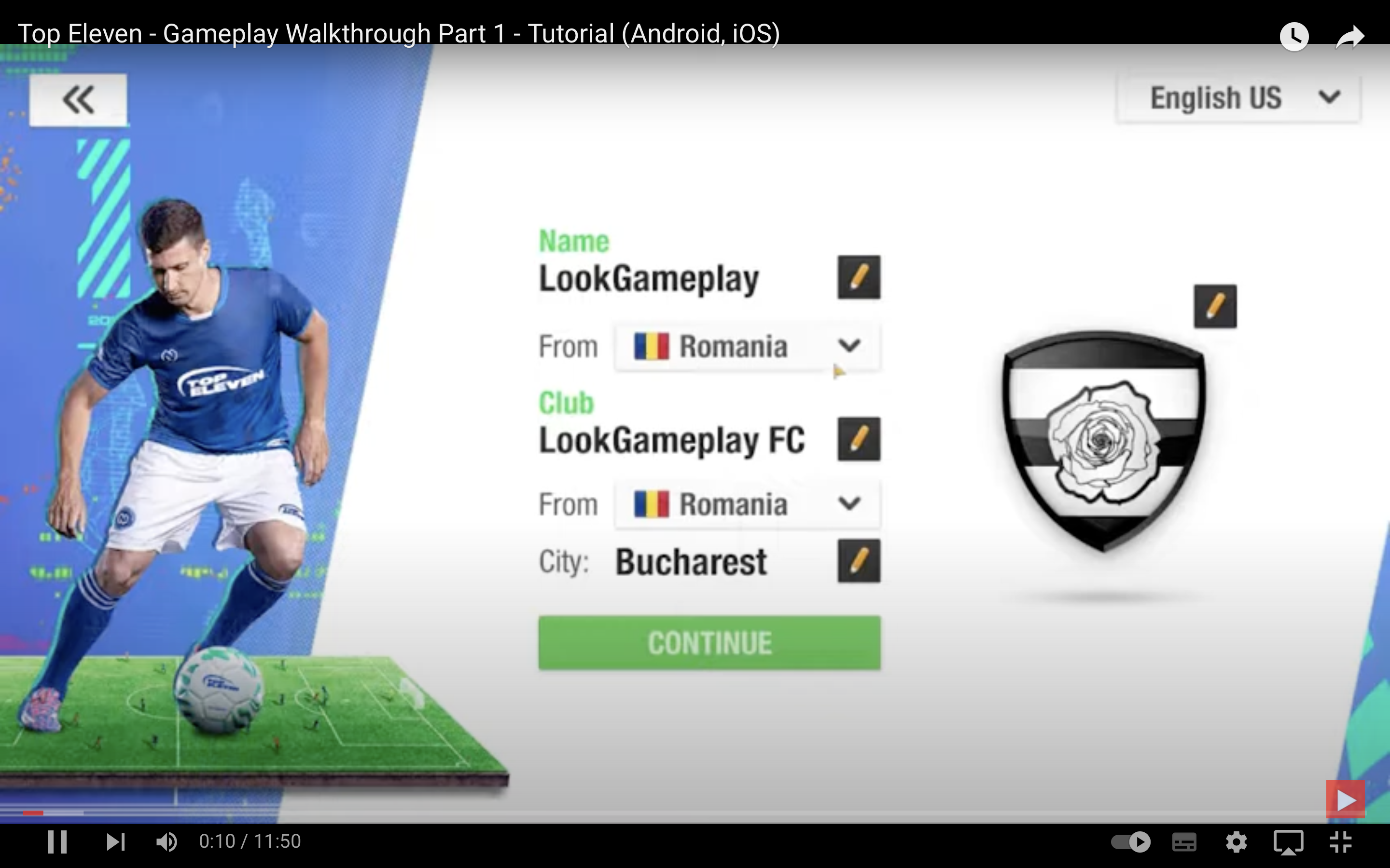 football game tutorial screen