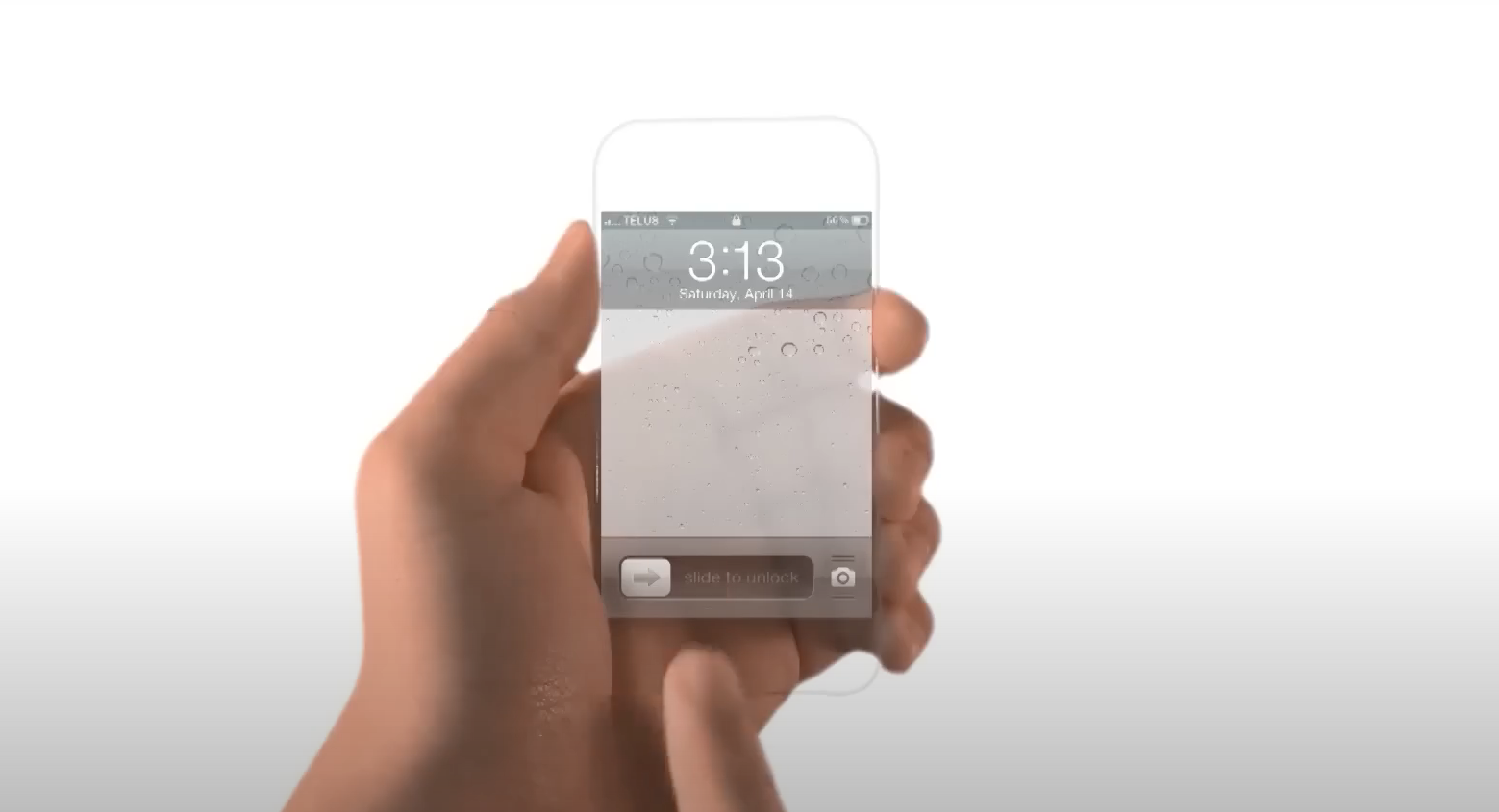 hand holding transparent phone