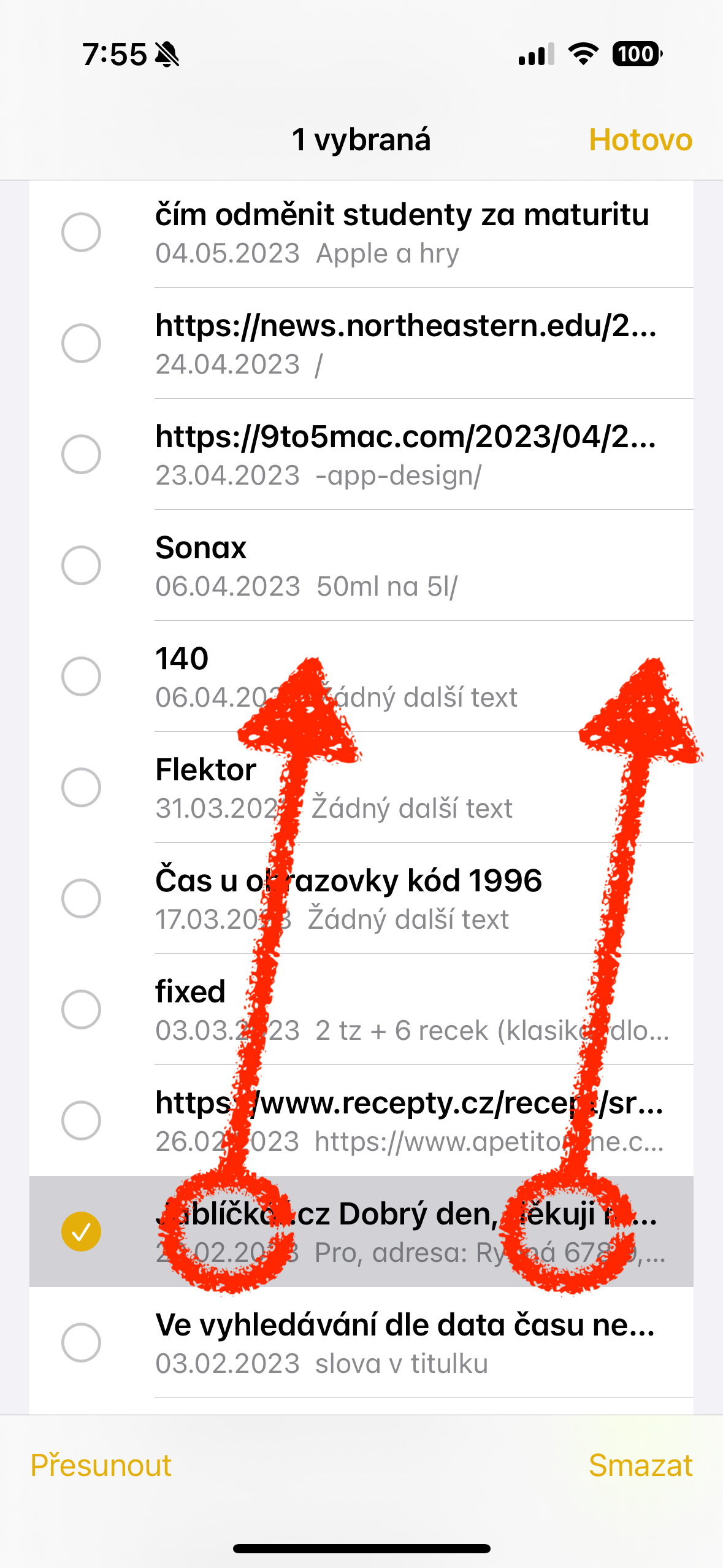 highlighted text in notes