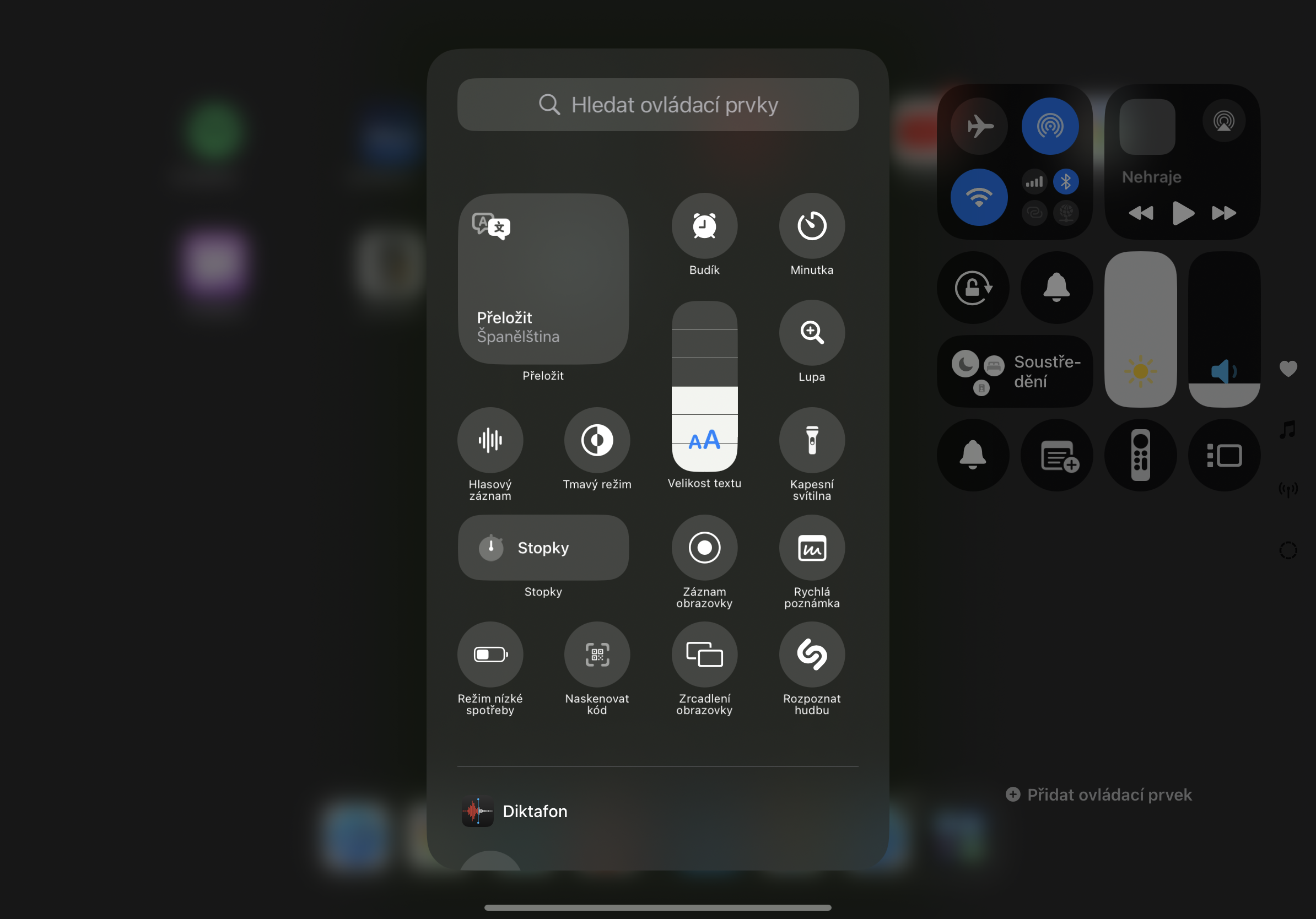 ipad control center settings