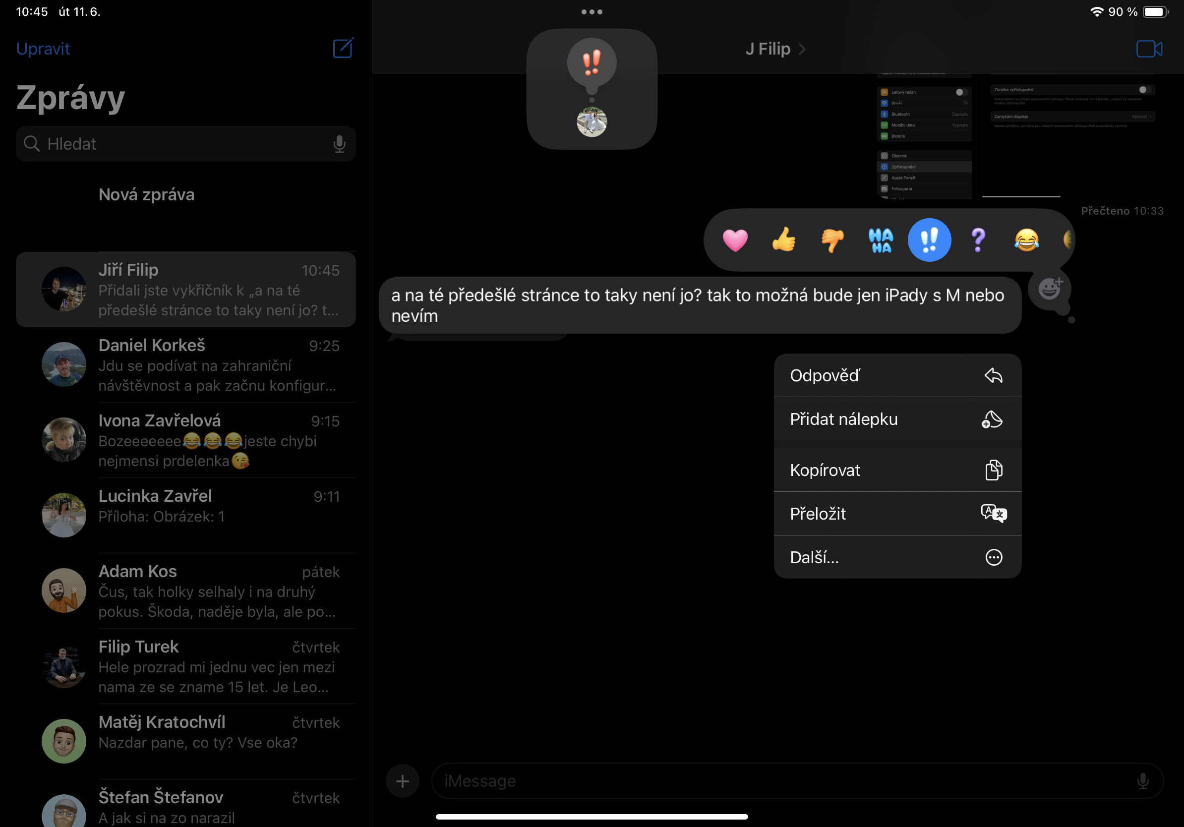 ipad messages reaction