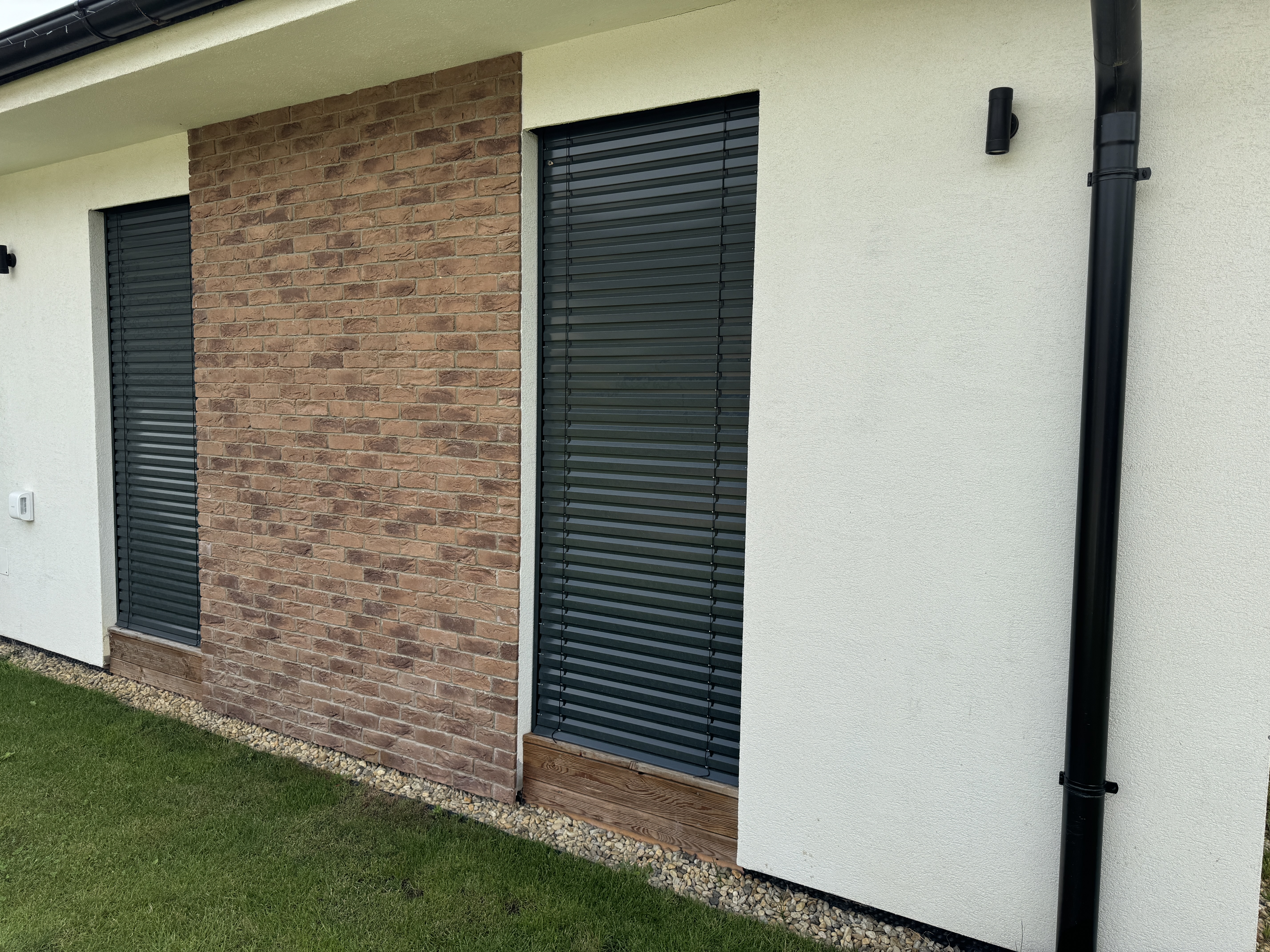 modern house exterior with blinds