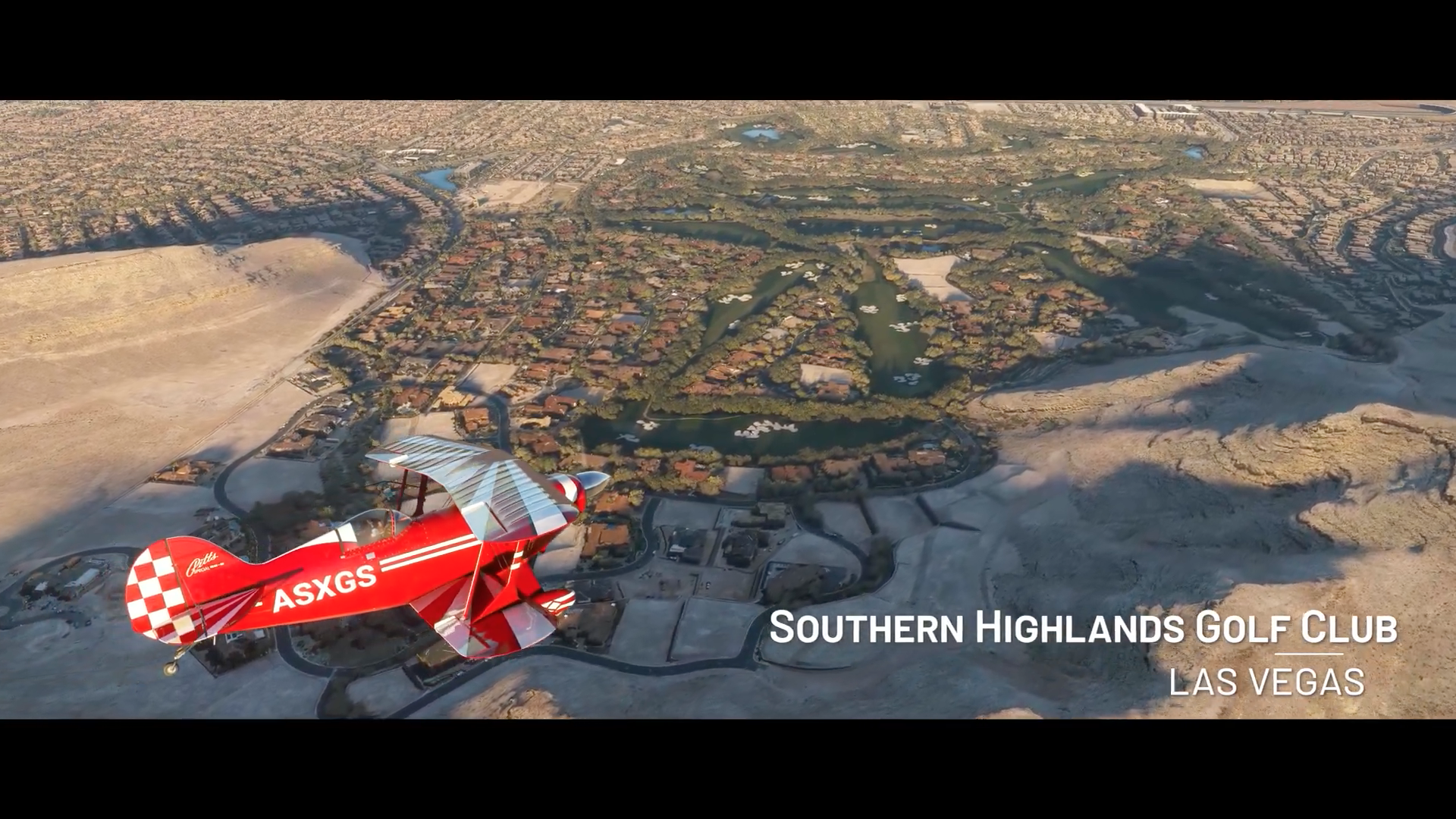 red biplane over las vegas
