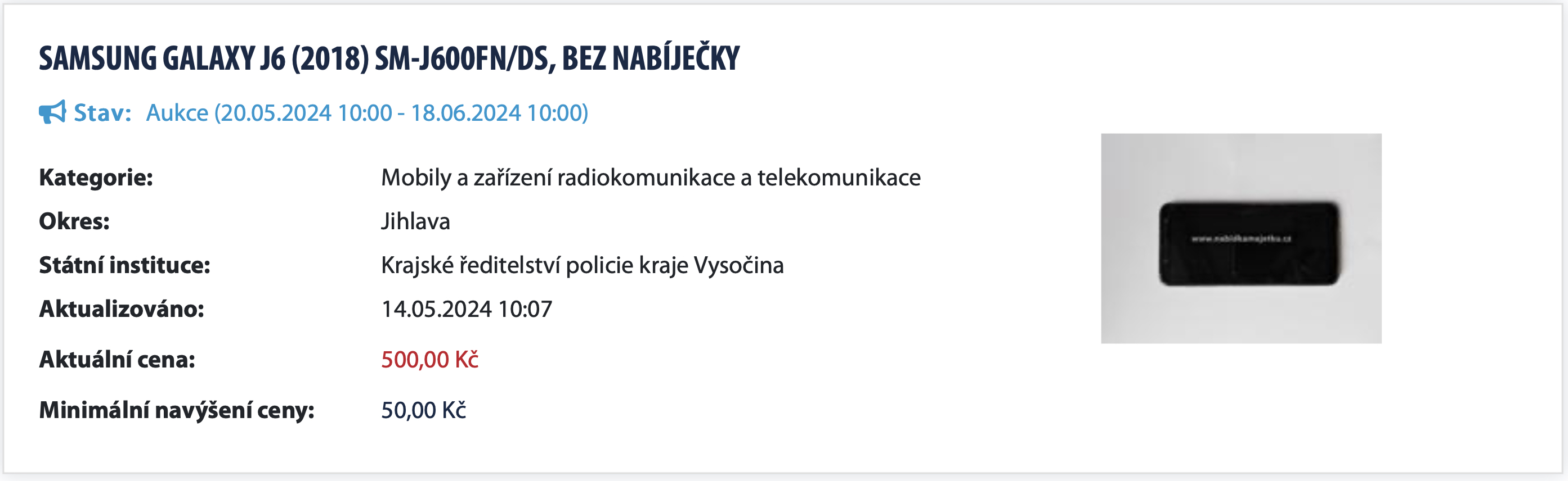 samsung galaxy j6 auction