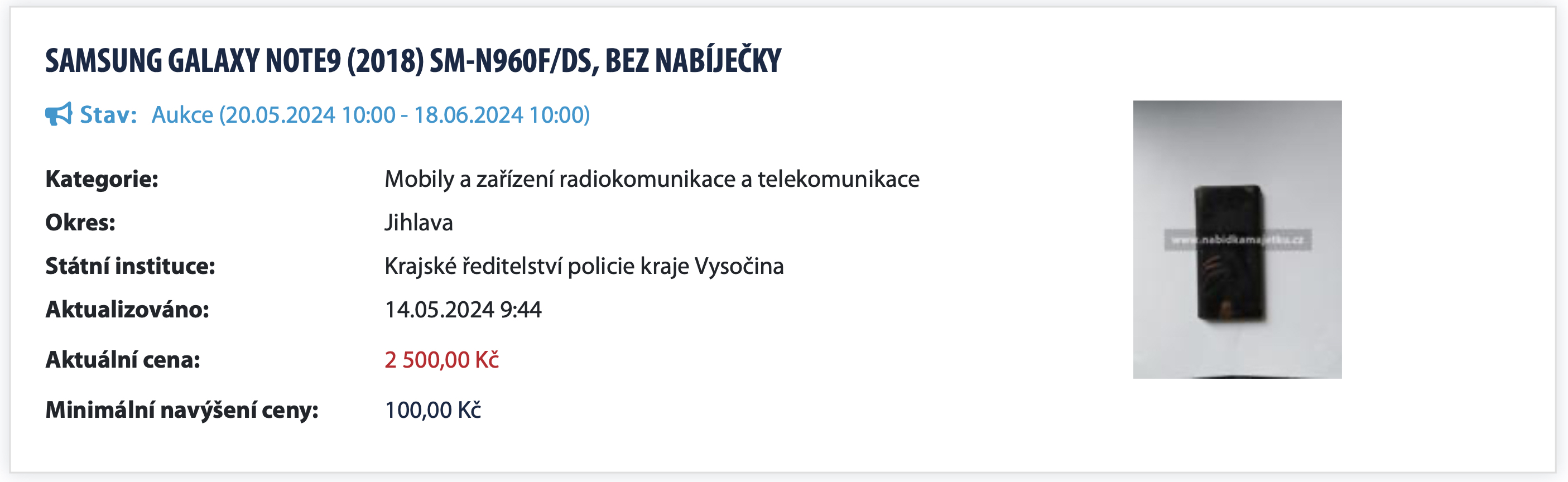 samsung galaxy note9 phone auction