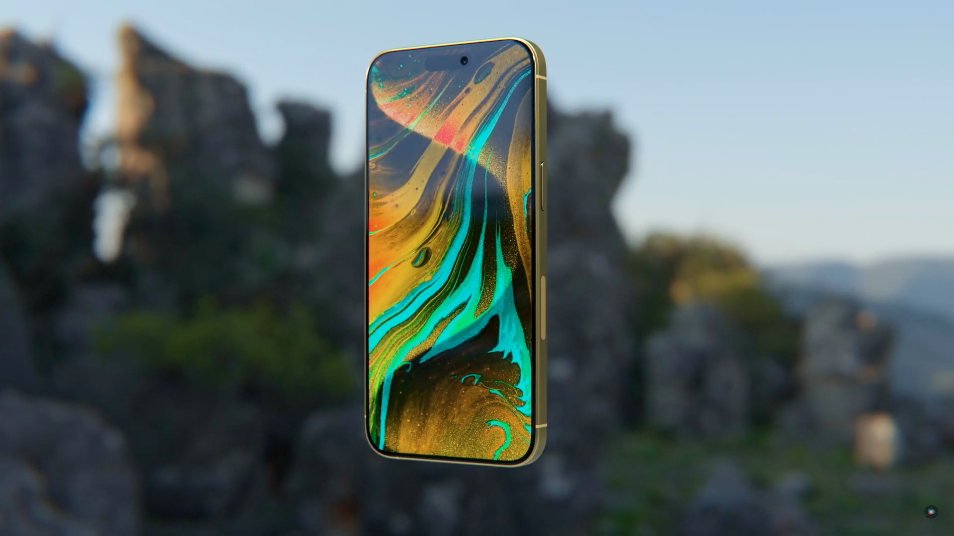 smartphone artistic display outdoors