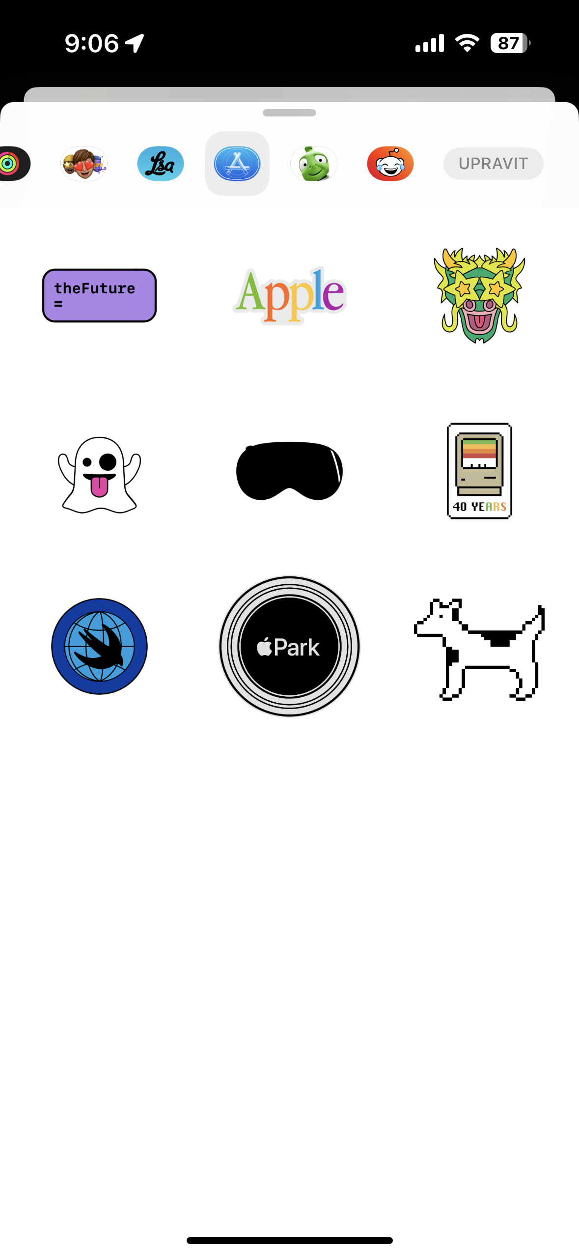 sticker selection on mobile screen