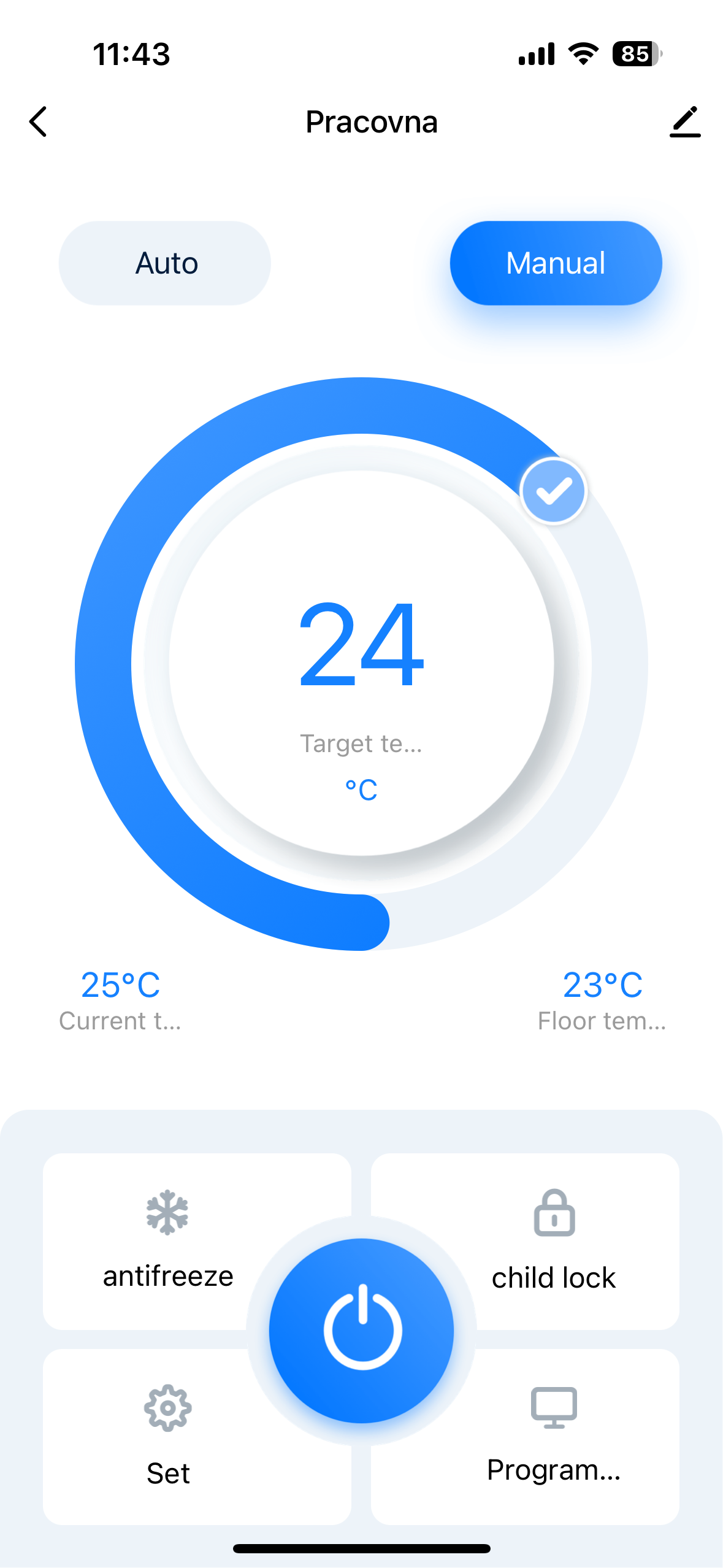 temperature control manual mode