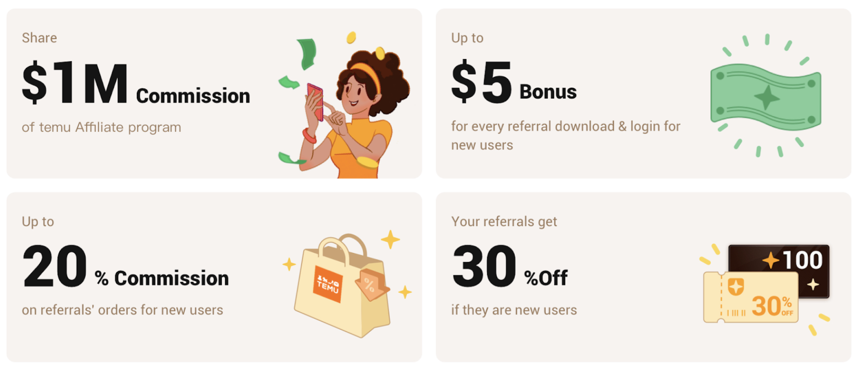 temu affiliate program benefits