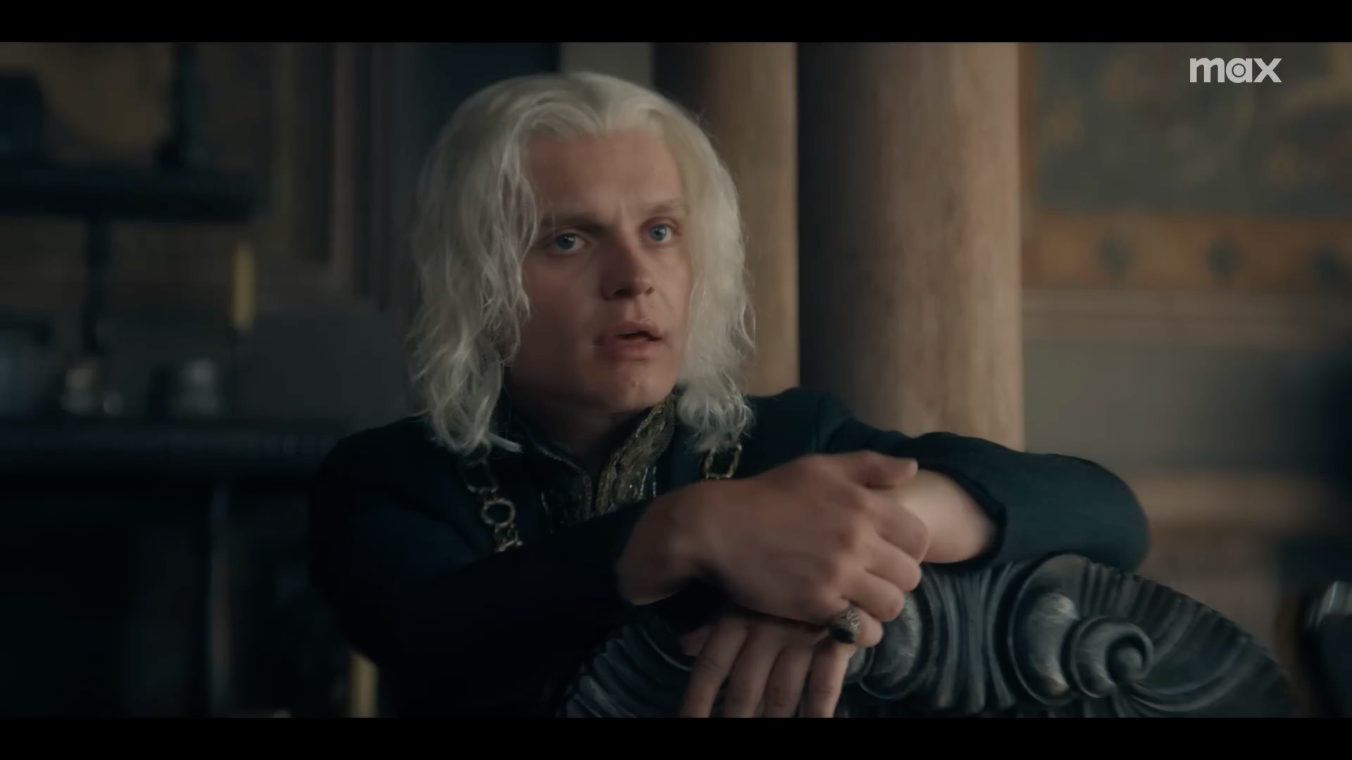 blonde character sitting chair