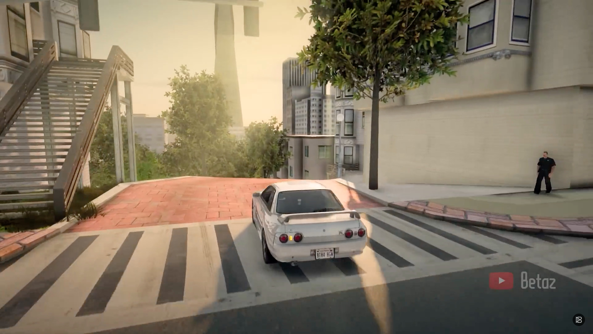 car driving city street