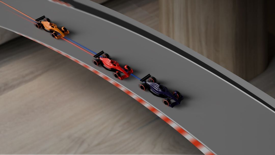 miniature race cars on track
