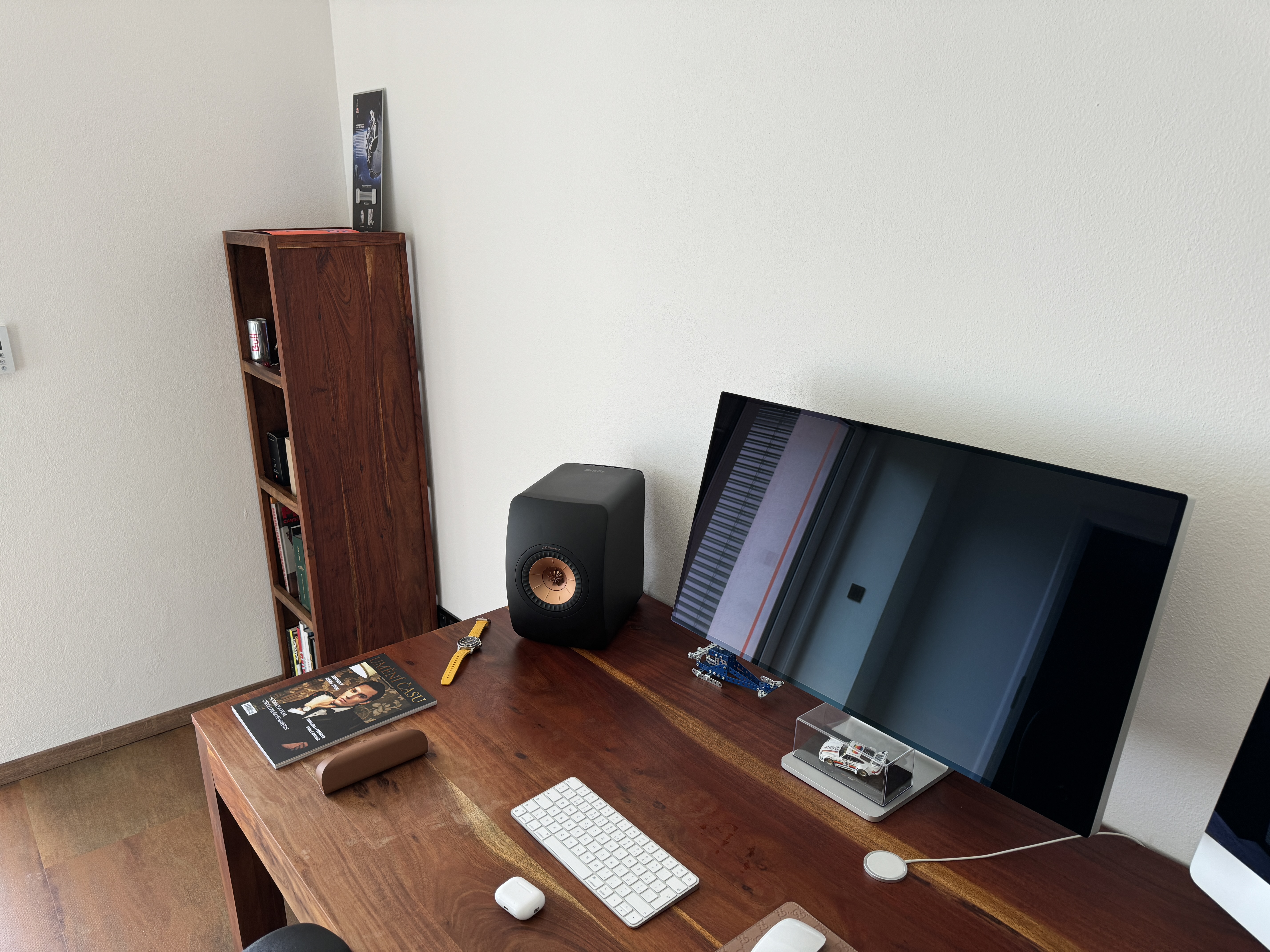 modern desk setup with monitor