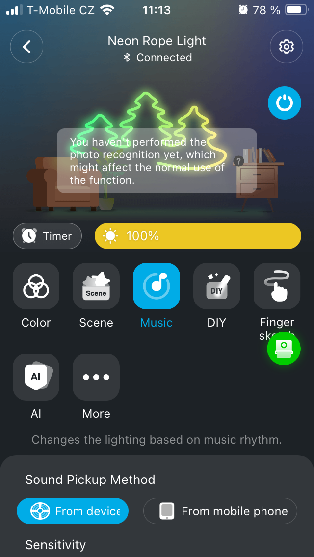 corda de luz neon app interface