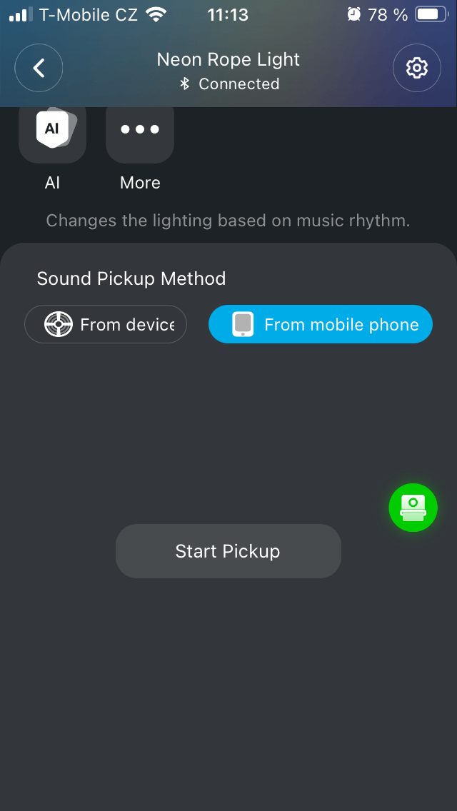 captador de partida com corda de neon