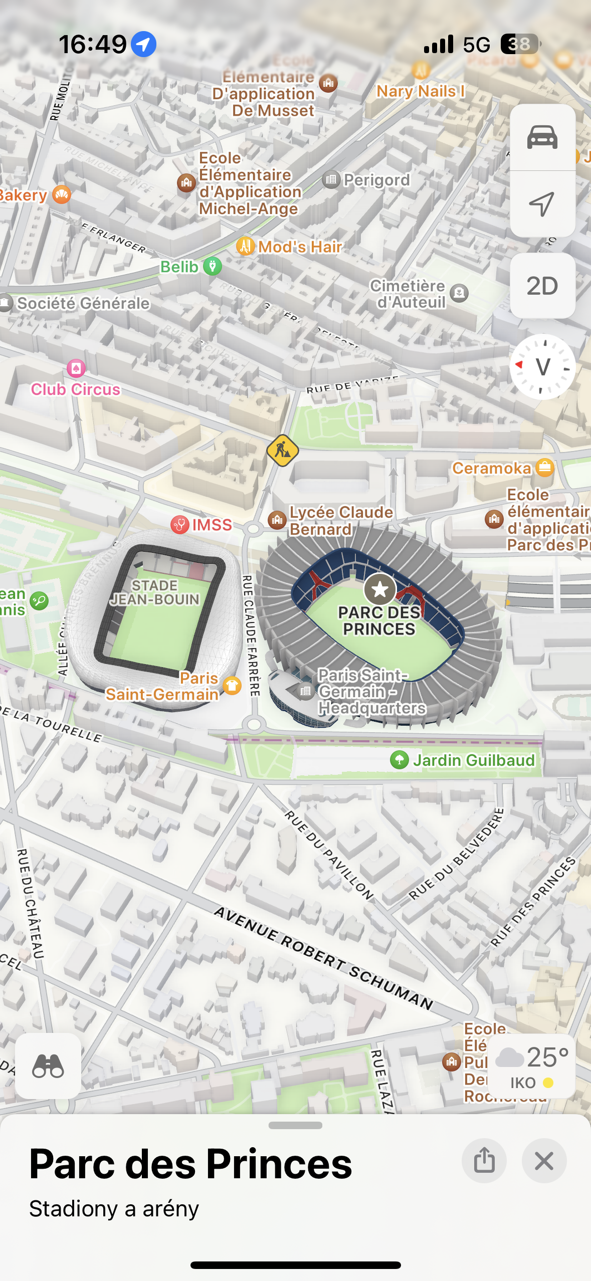 parc des princes map view