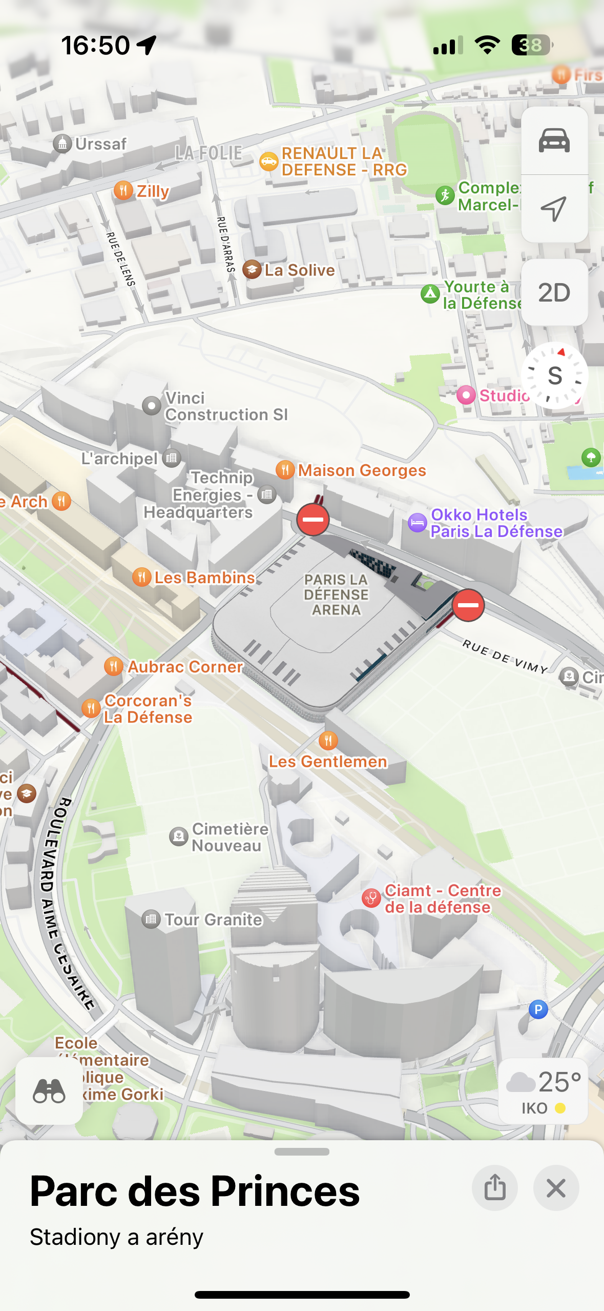 paris la defense arena map view