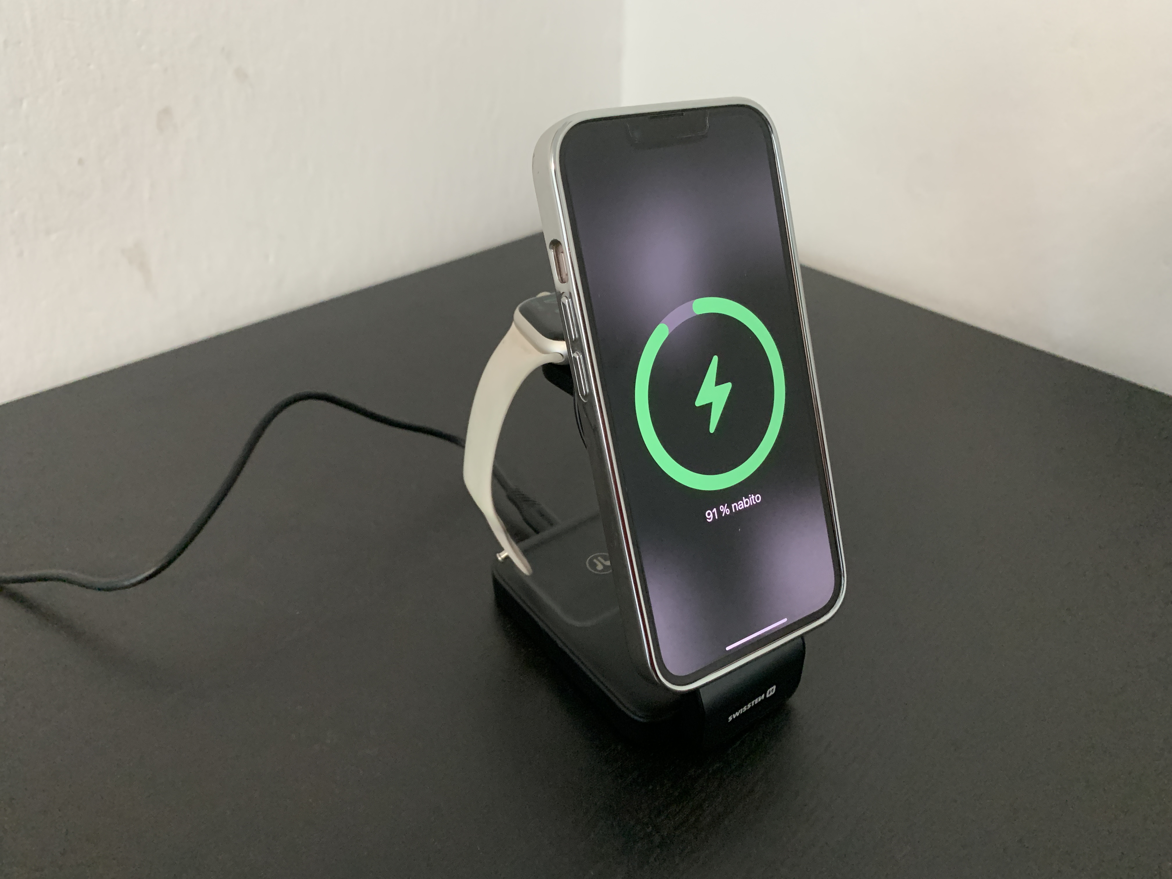 phone charging on stand