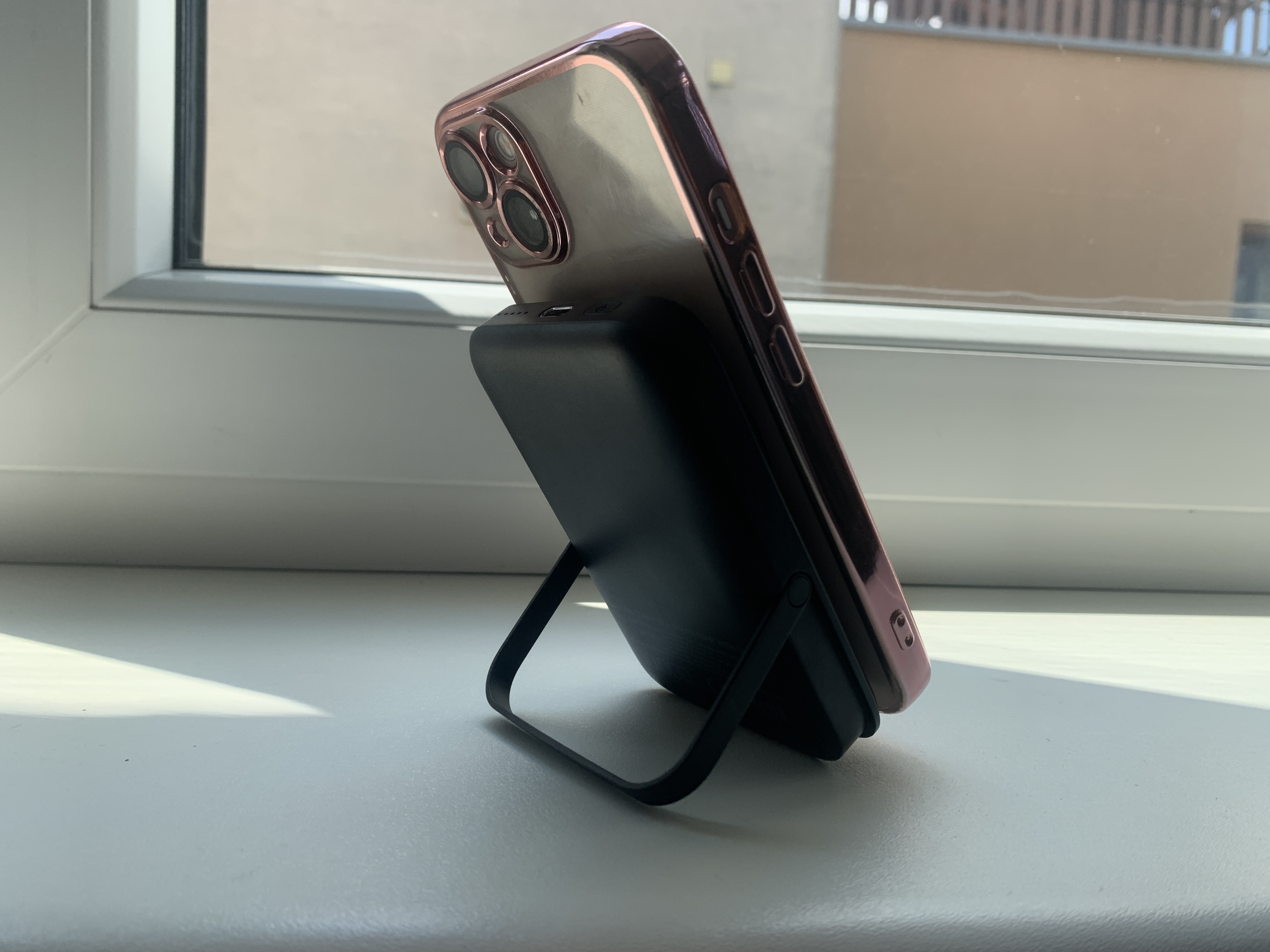 phone on stand back view