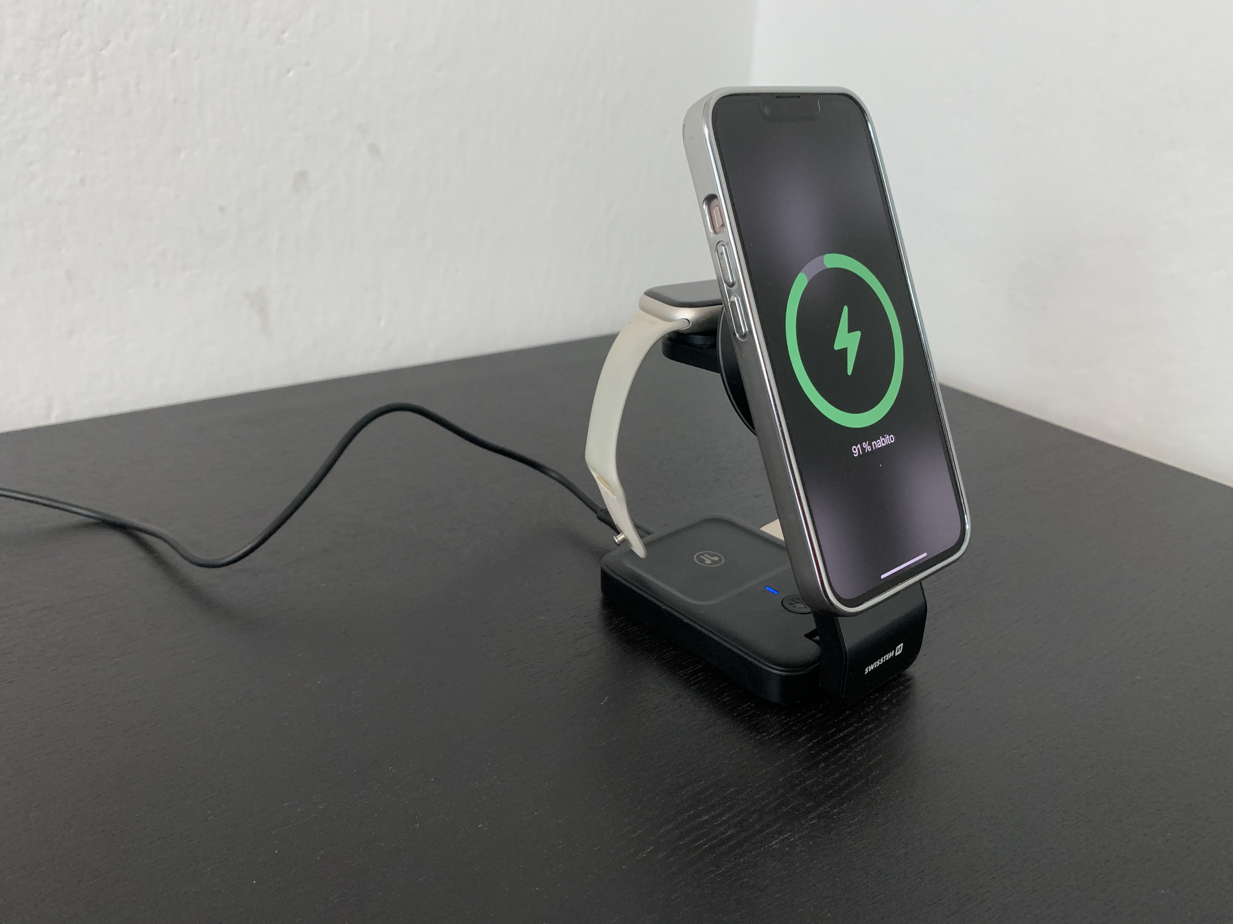 phone on wireless charger