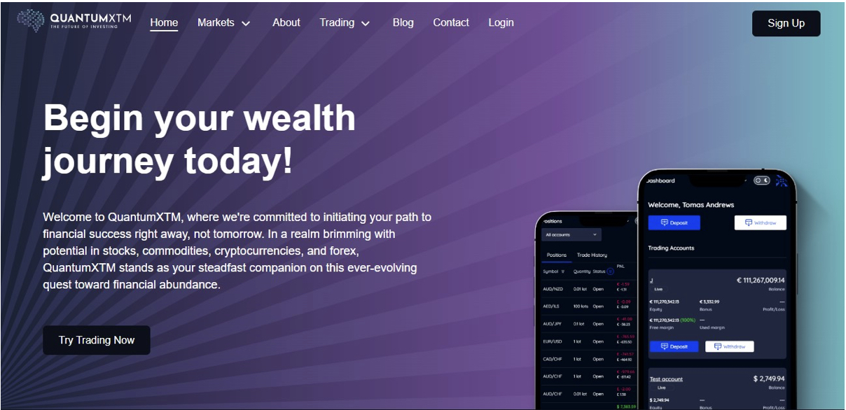 quantumxtm website homepage