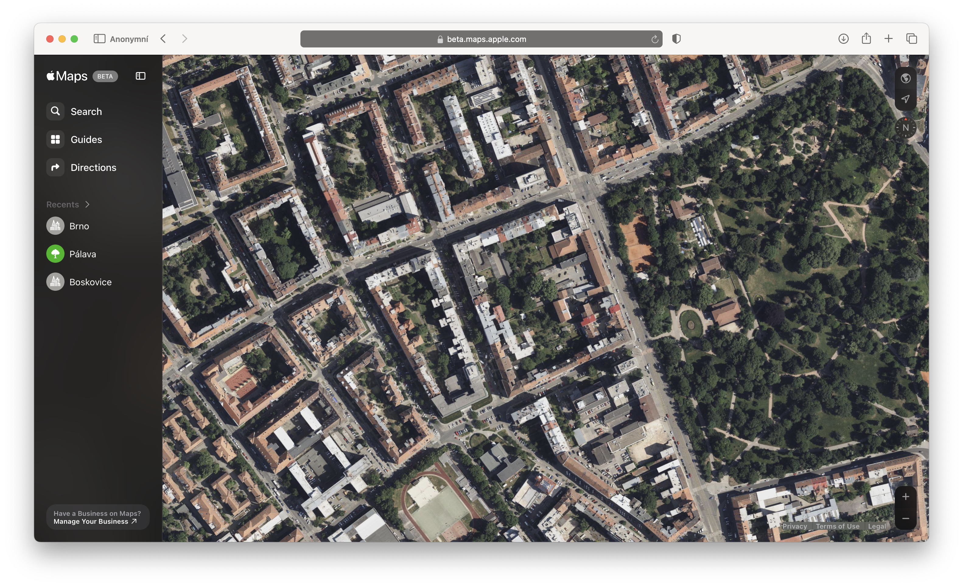 satellite view of city blocks