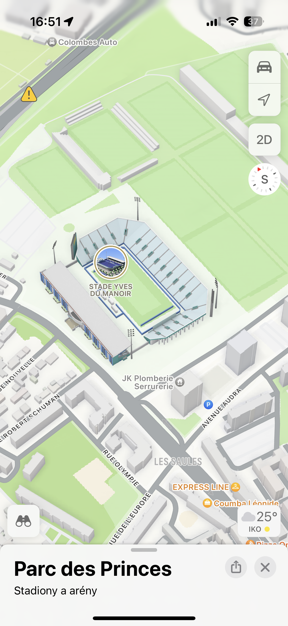 stade yves du manoir map view