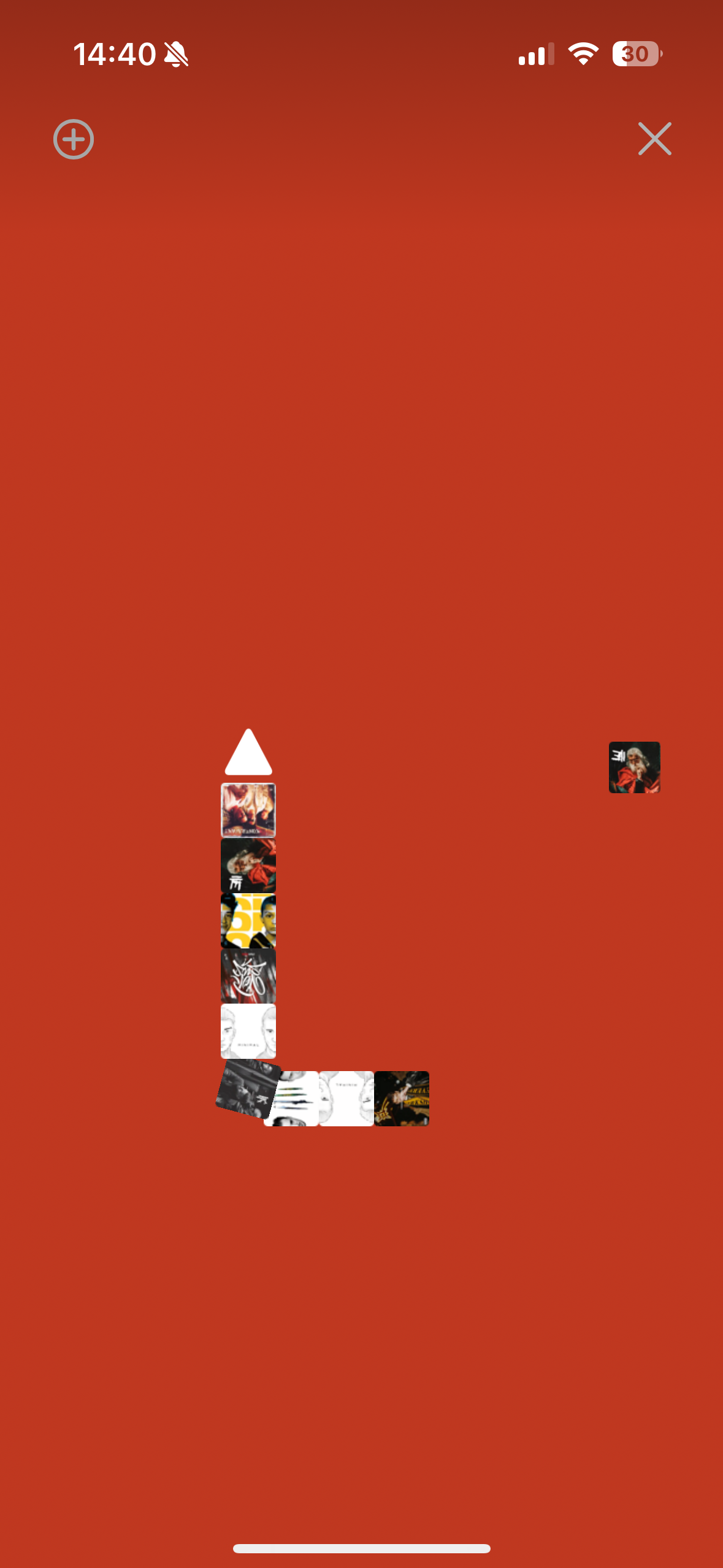 vertical art collage on red background