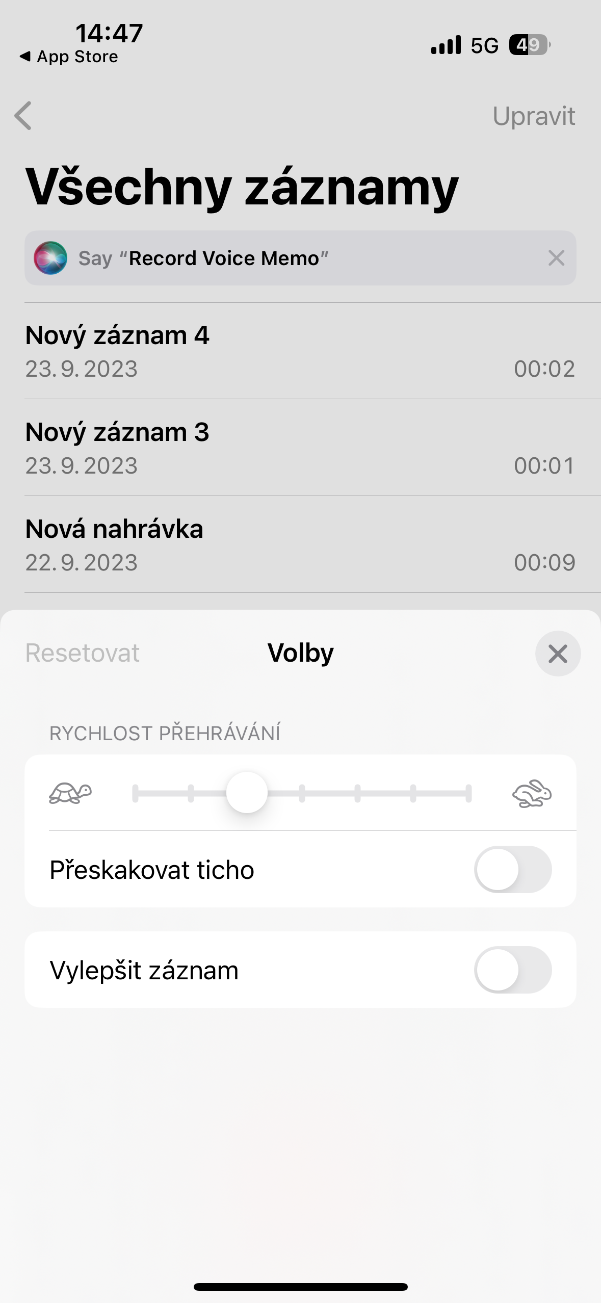 voice memo options