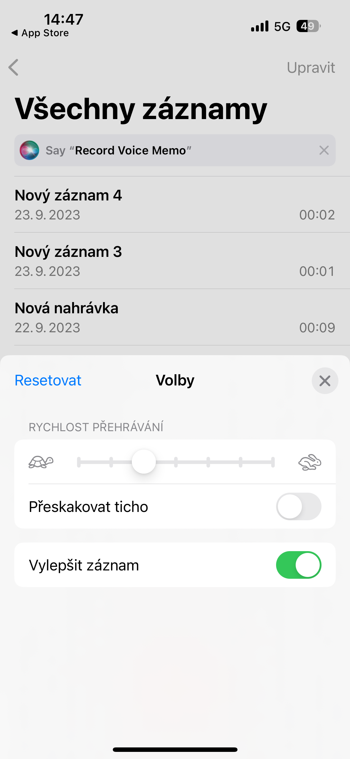 voice memo settings