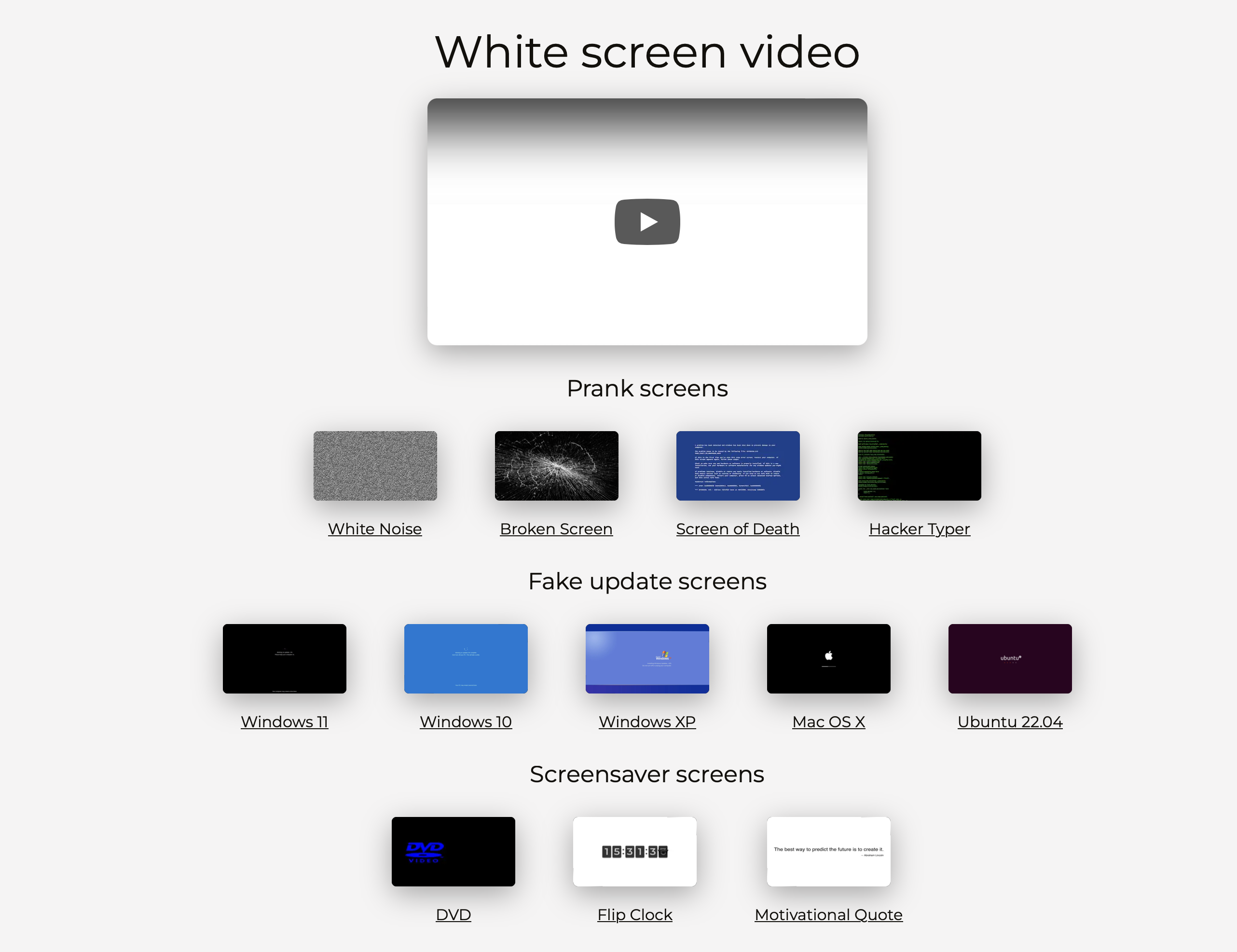 white screen video prank options