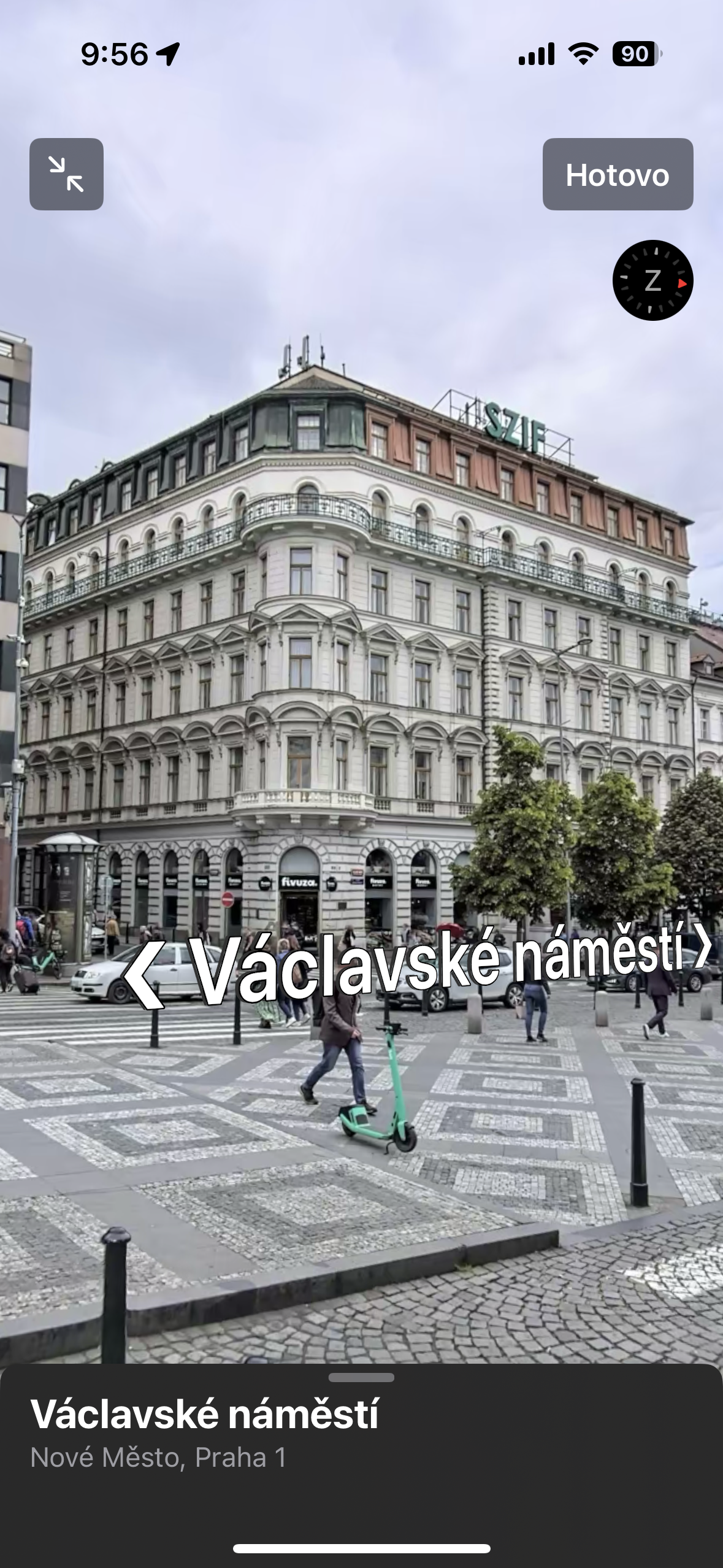 city square with scooter