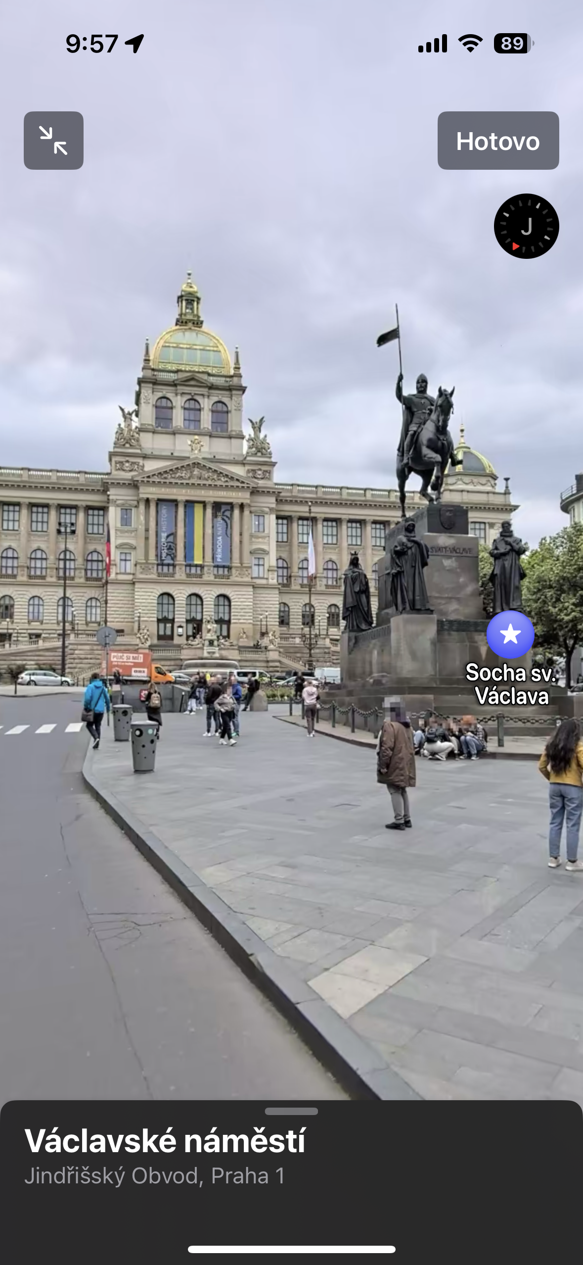 city square with statue