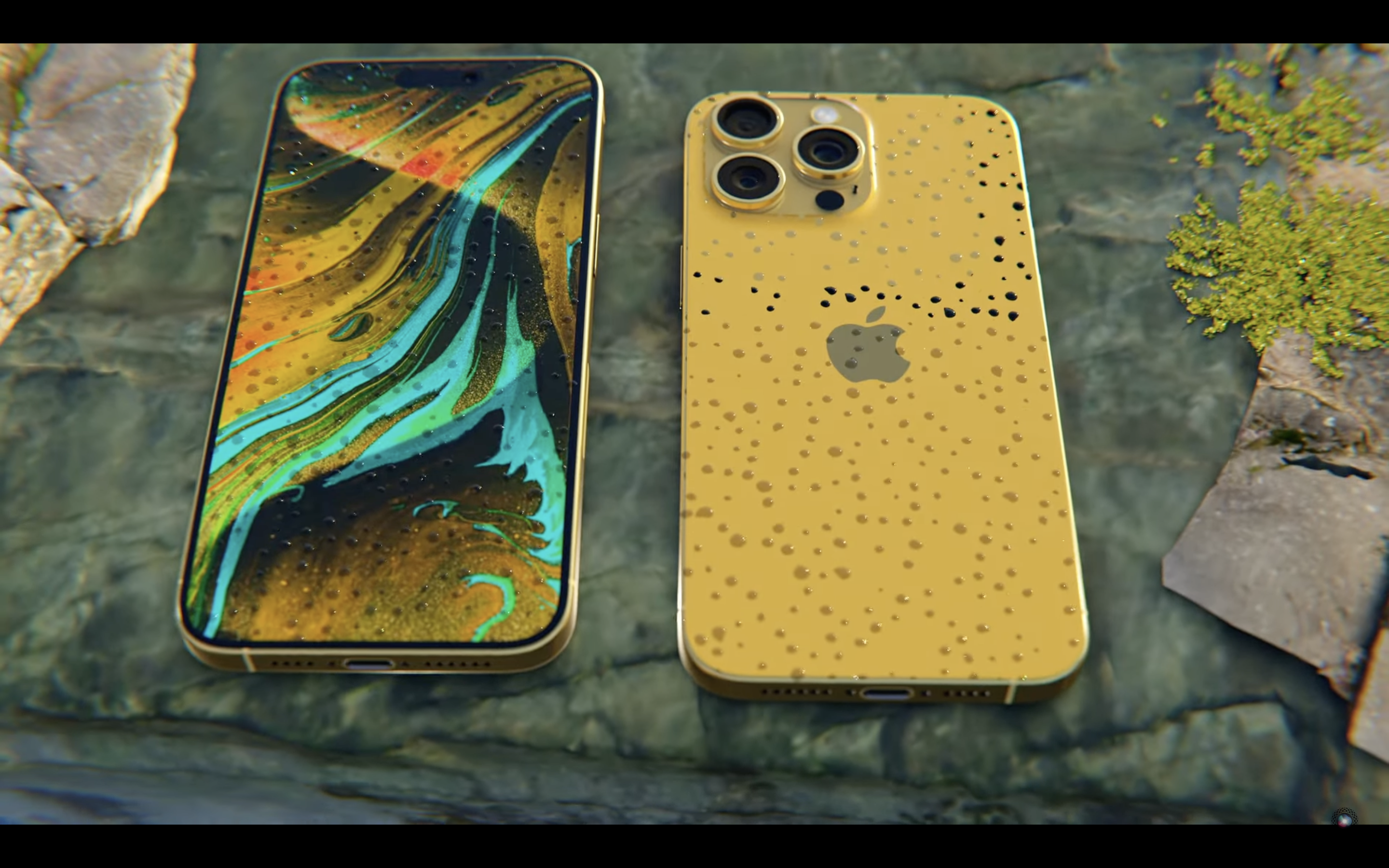 closeup smartphones on rock