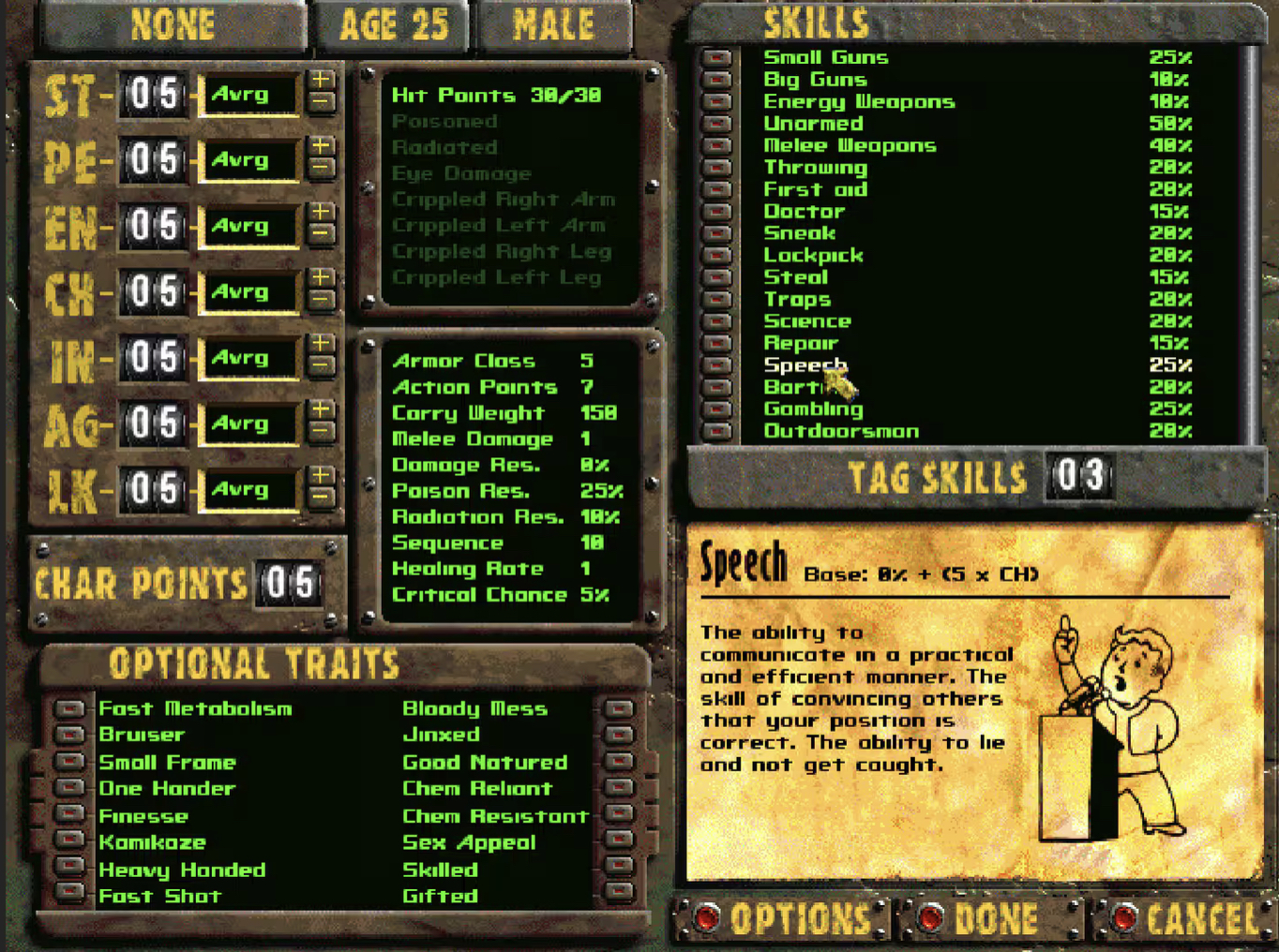 fallout 2 character stats