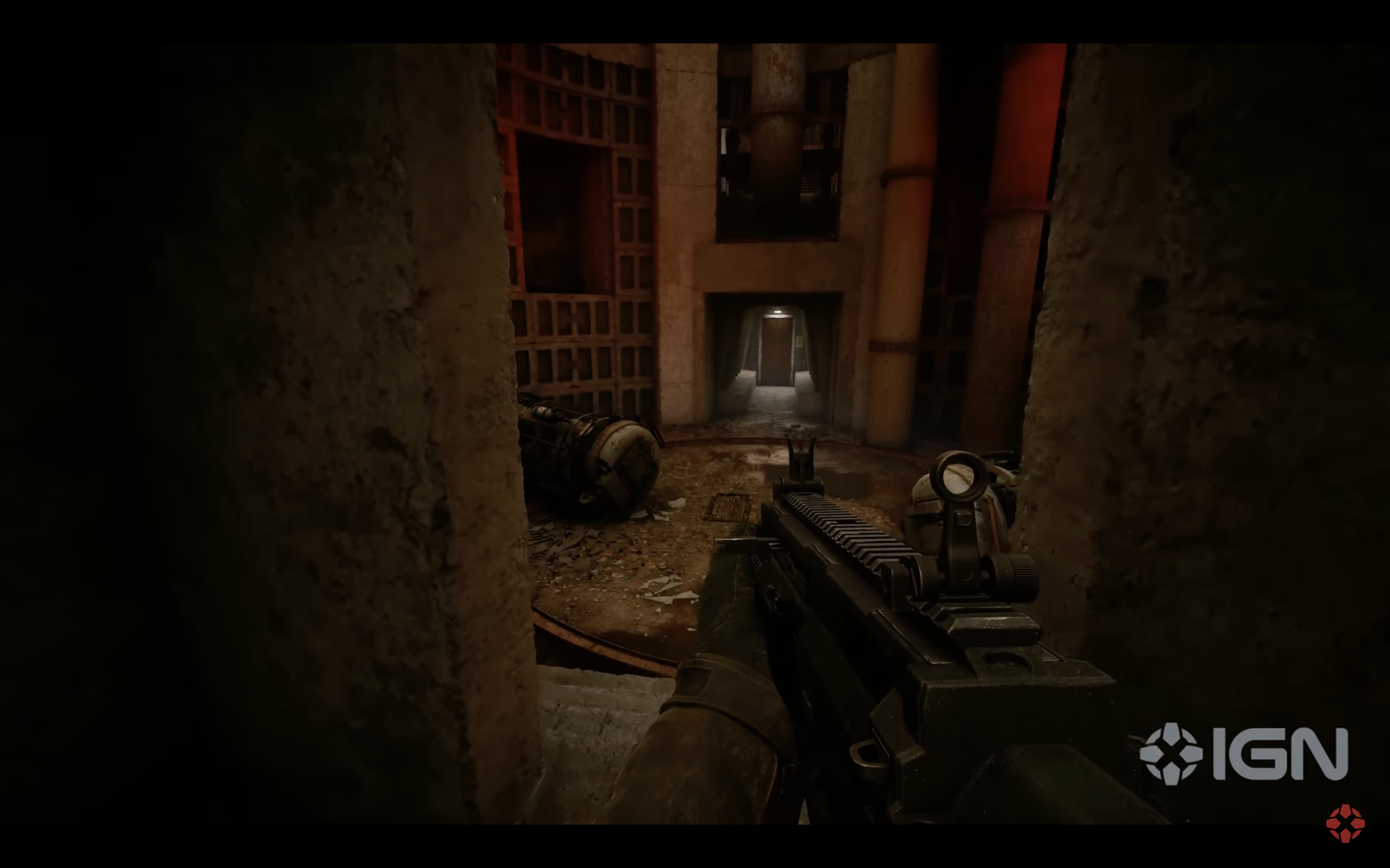 first person shooter game scene