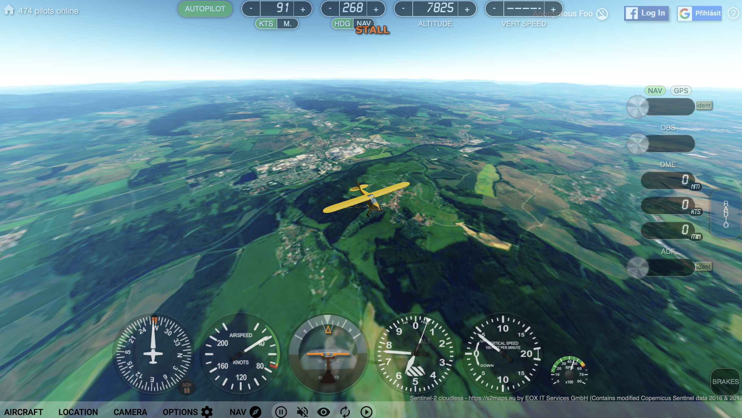 flight simulator over landscape