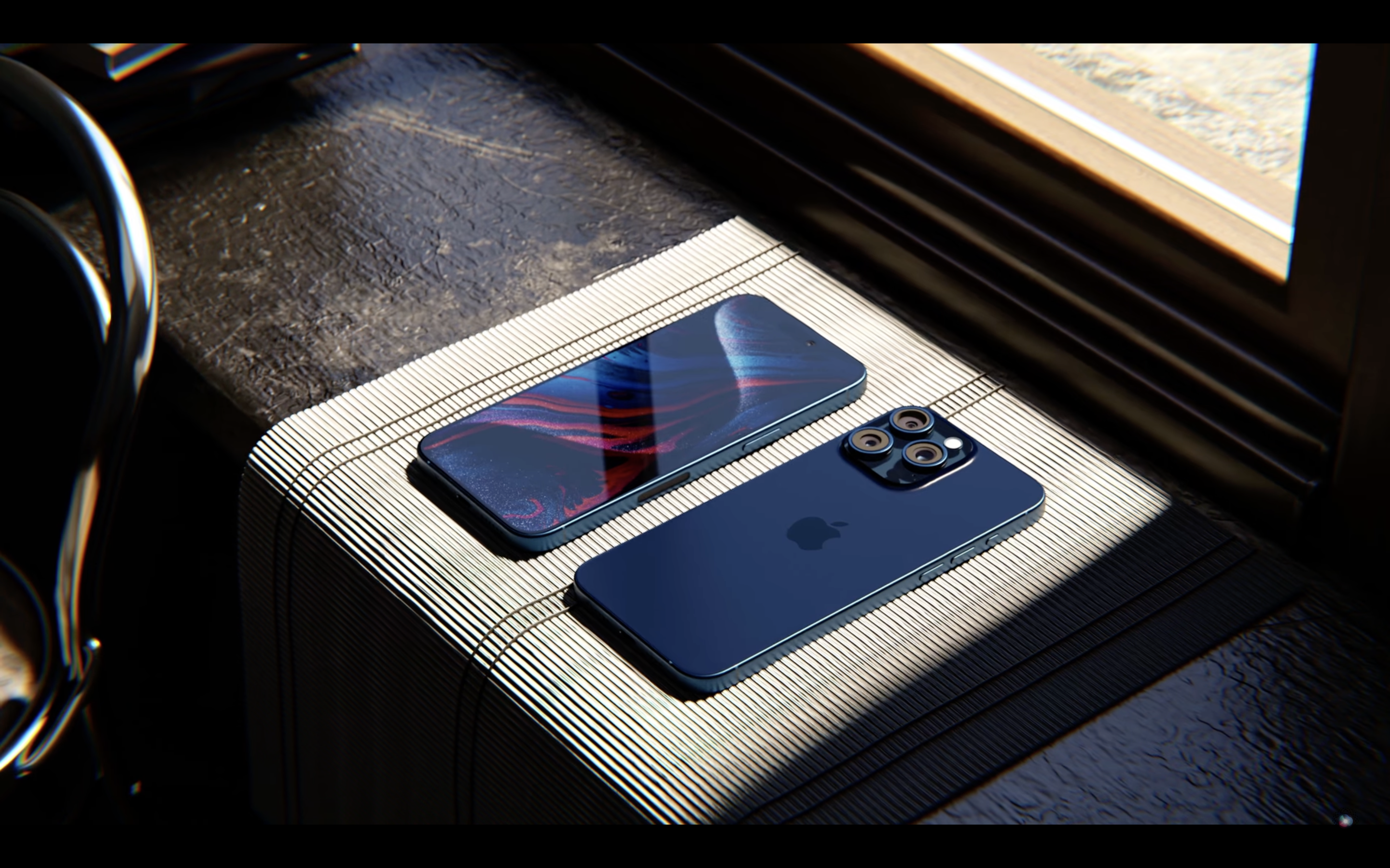 smartphones on table near window