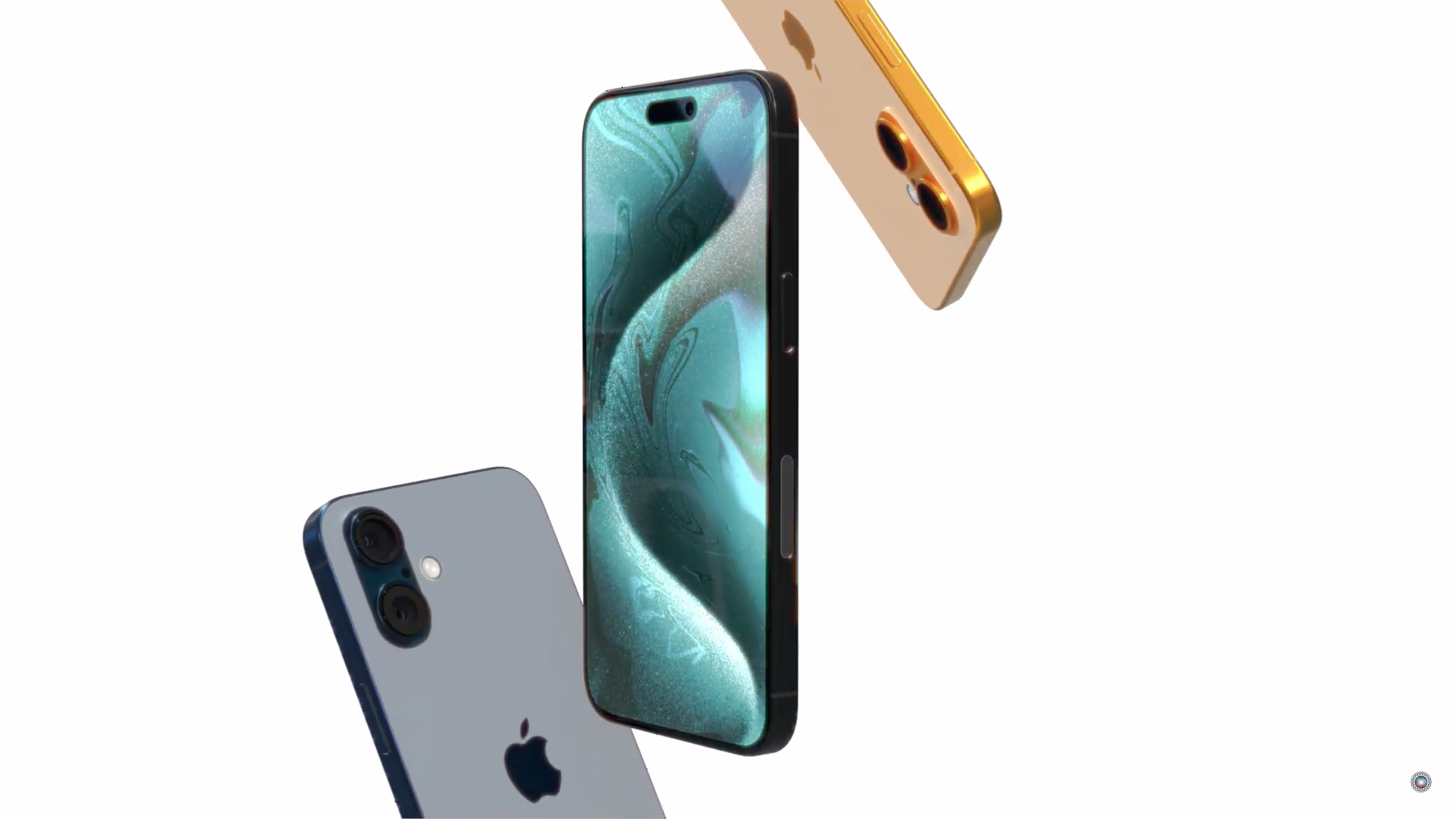 three iphones floating display
