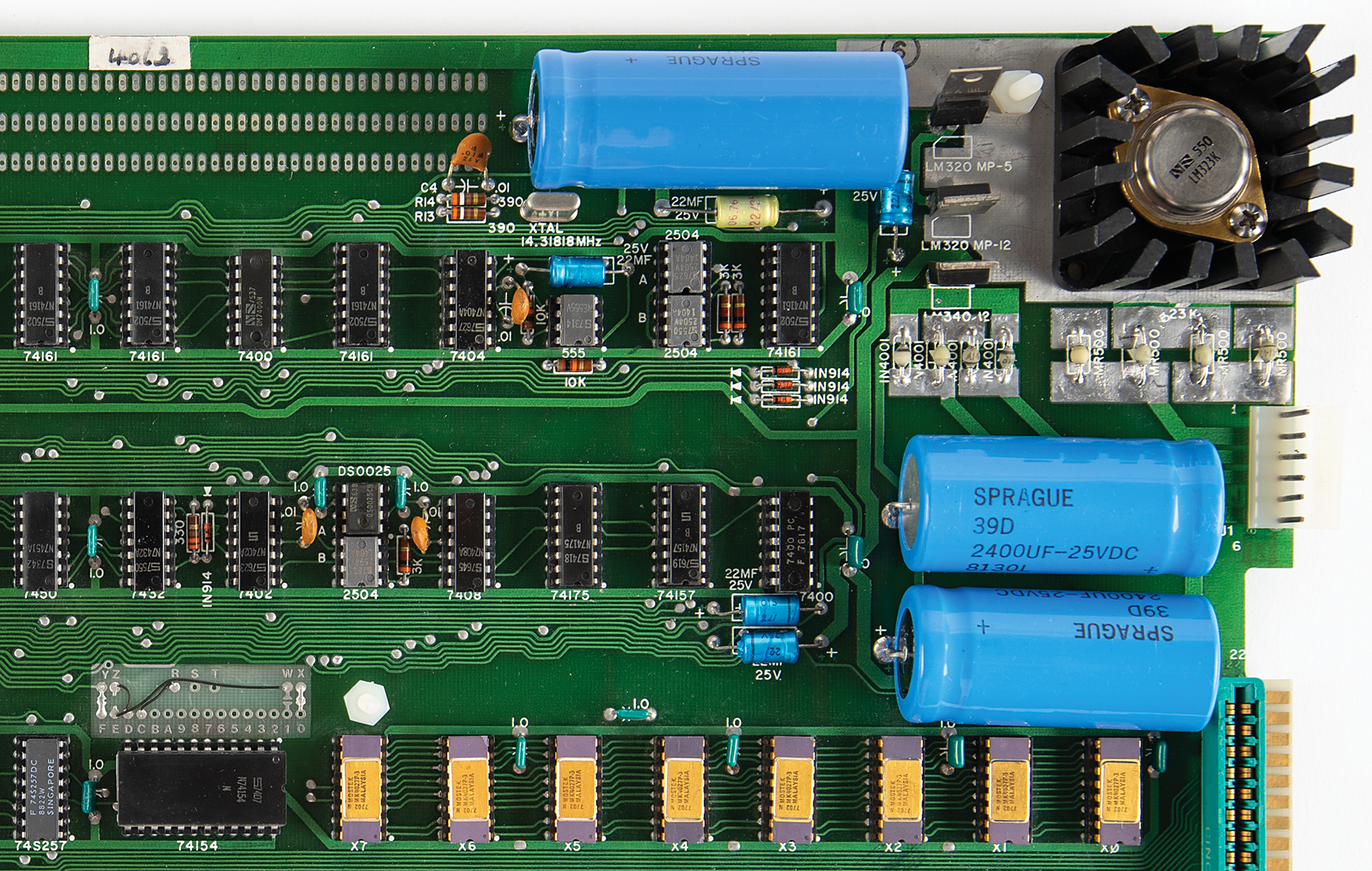 top view of circuit board components