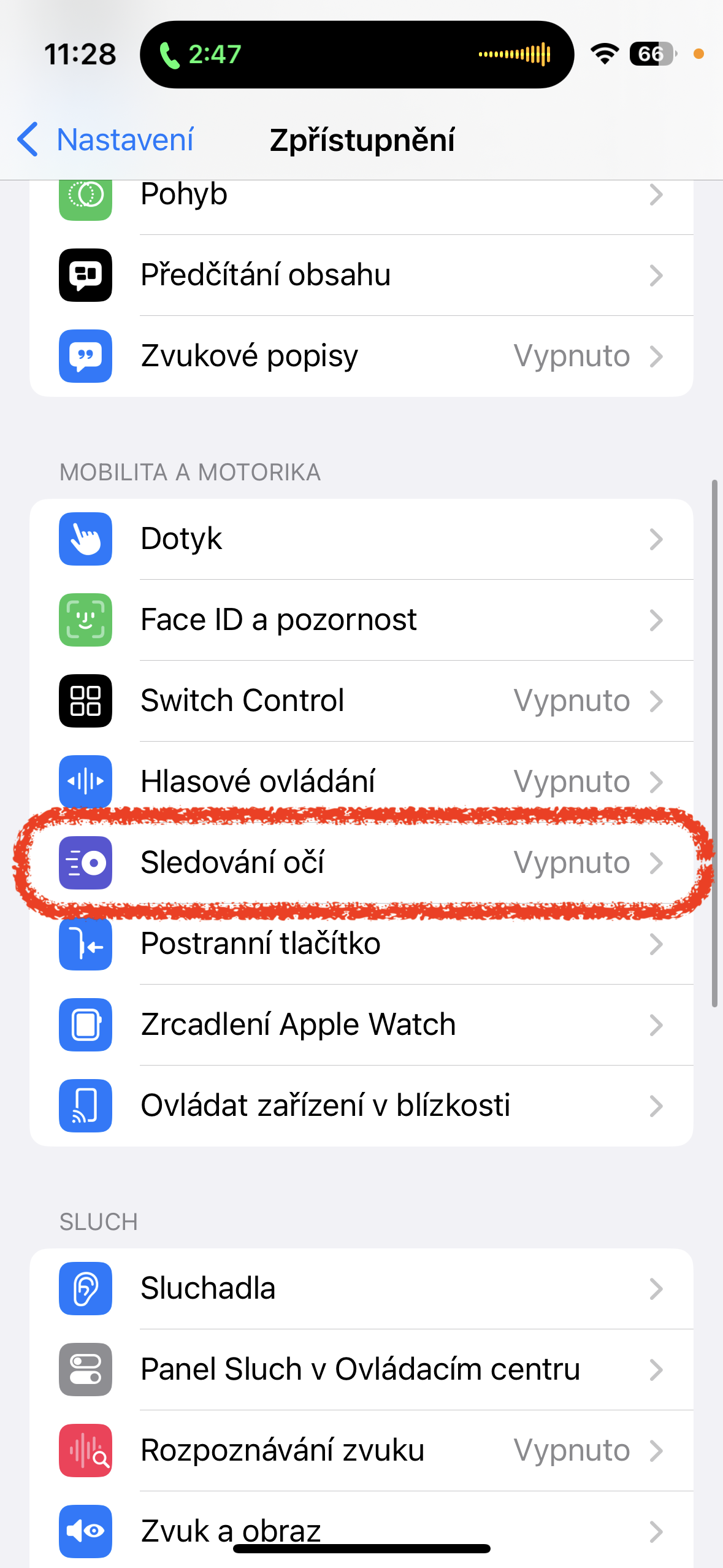 accessibility settings menu