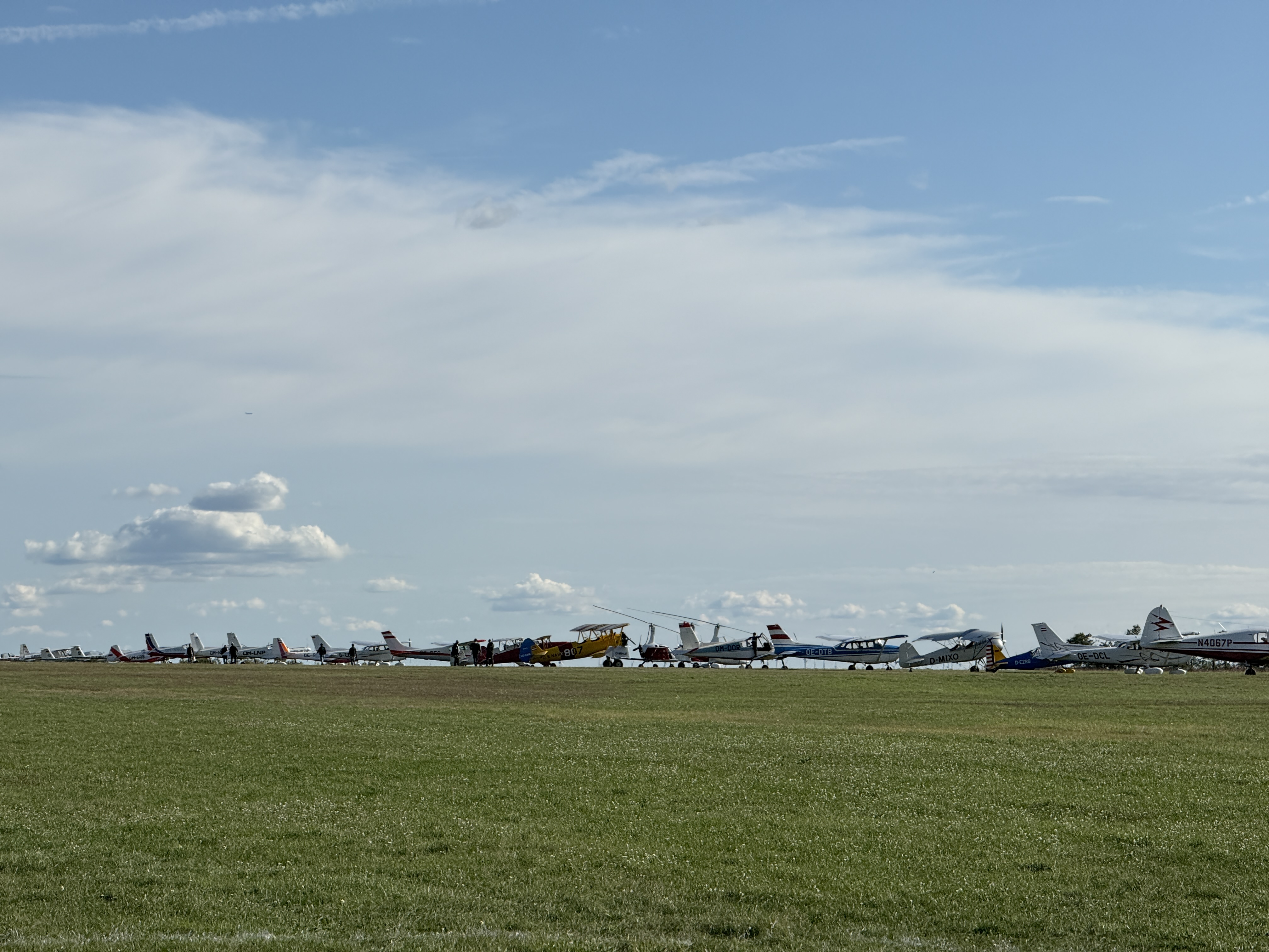 aircraft lineup grassy field