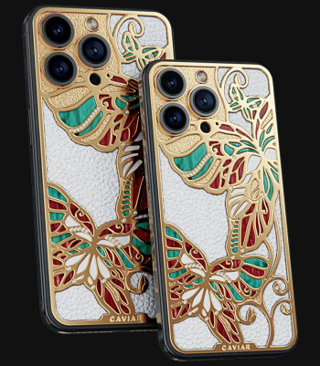 butterfly design phone case gold white